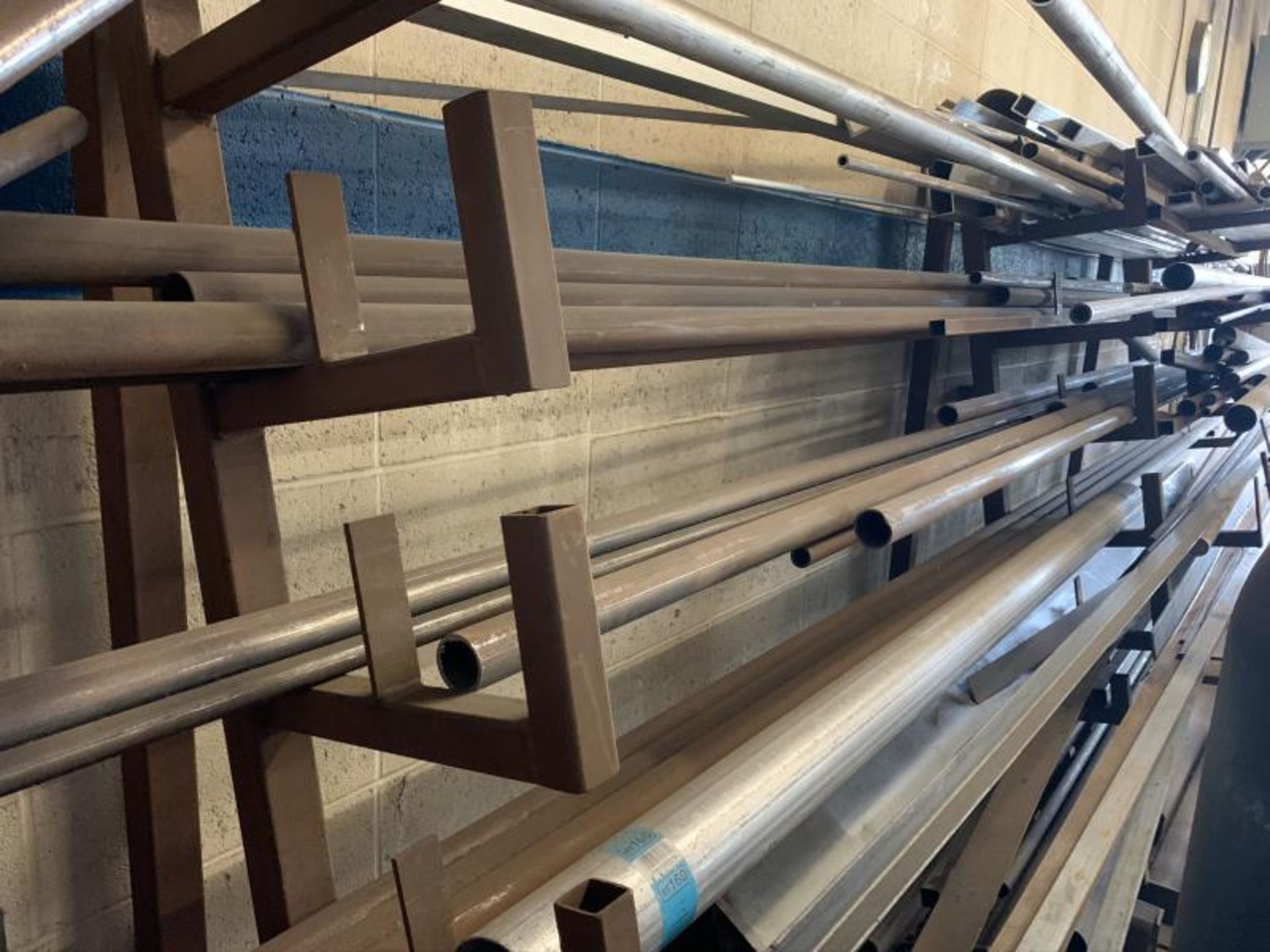 Eight tier cantalever metal stock rack, contents of steel & Alumium inventory with (5) red piles - Image 6 of 6