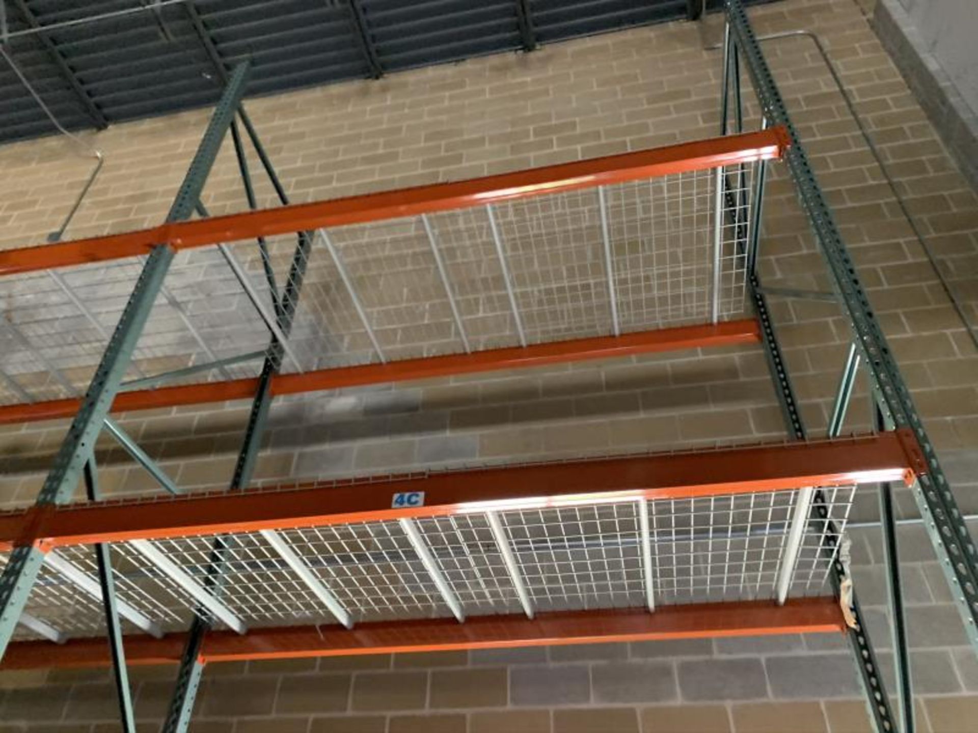 (3) Sections of pallet racking with 3 shelves of wire grid shelving - Image 2 of 2