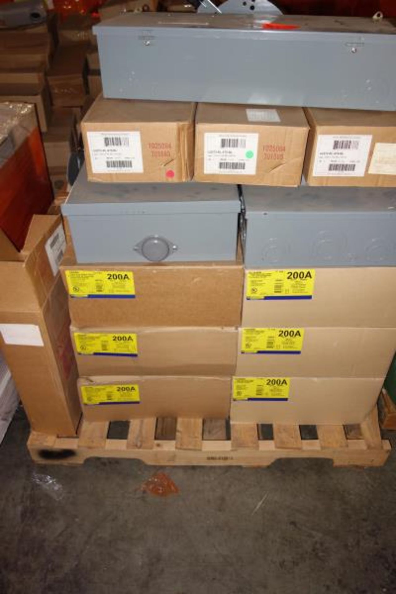 Pallet of Square D 200A Rain Proof Safety Switch Enclosures, MillBank Meter Boxes