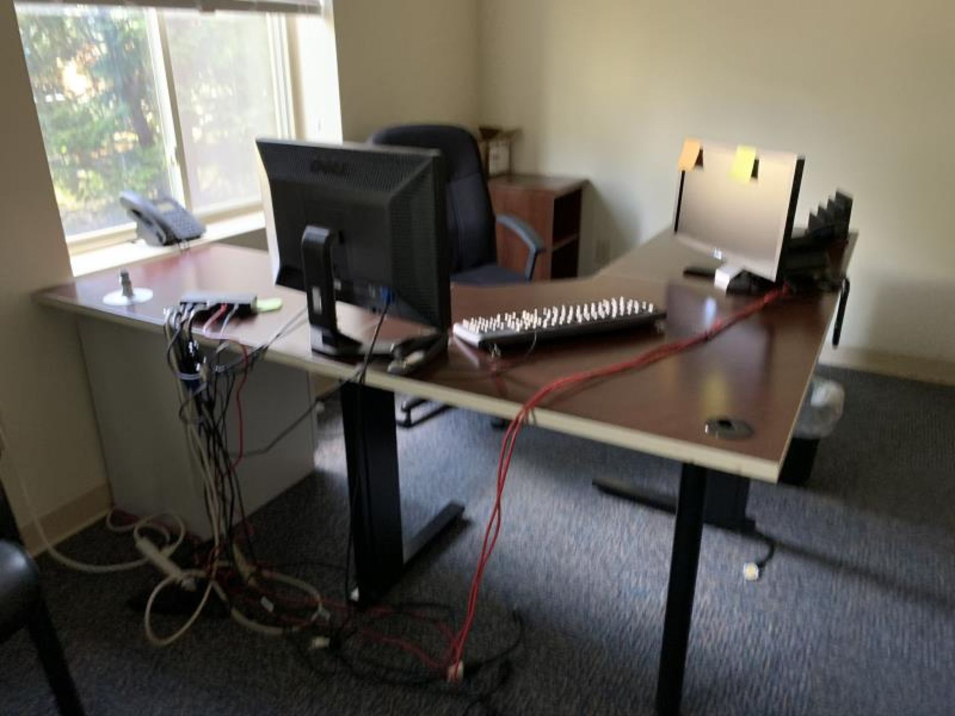 Contents of Office (5) flat panel monitors, bookcases, small conference table - Image 3 of 6