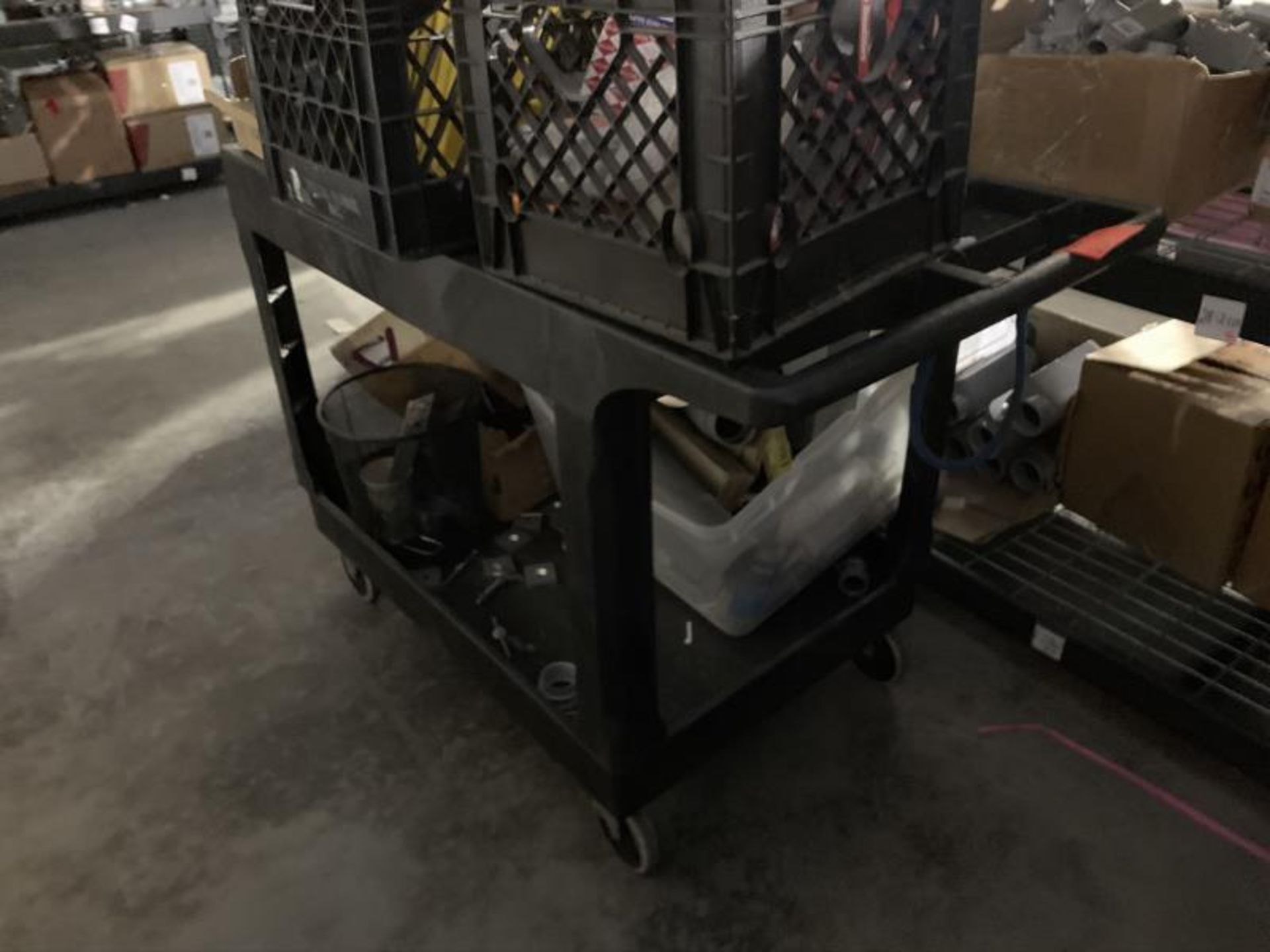 Black Utility cart with misc hardware