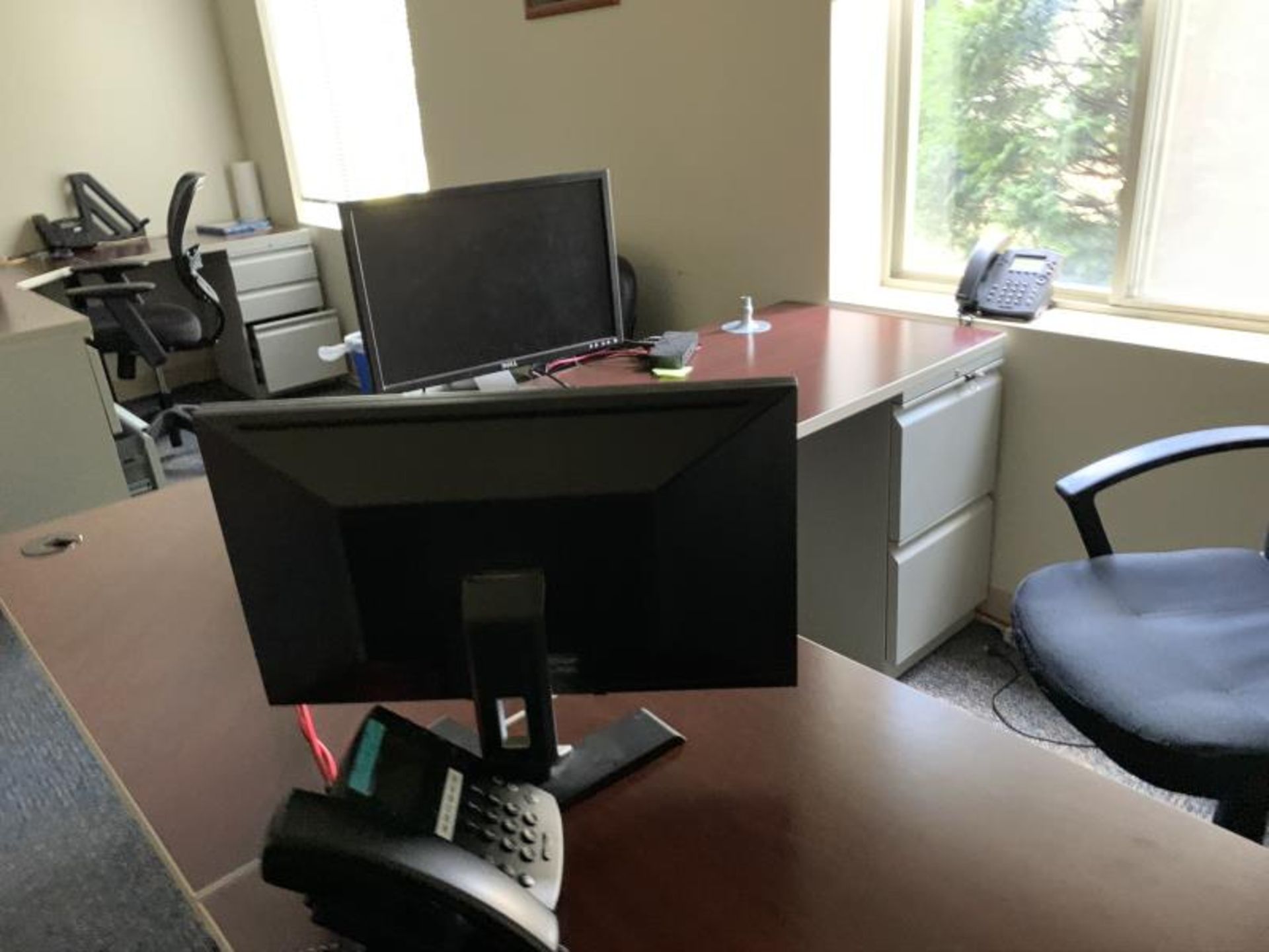 Contents of Office (5) flat panel monitors, bookcases, small conference table - Image 5 of 6