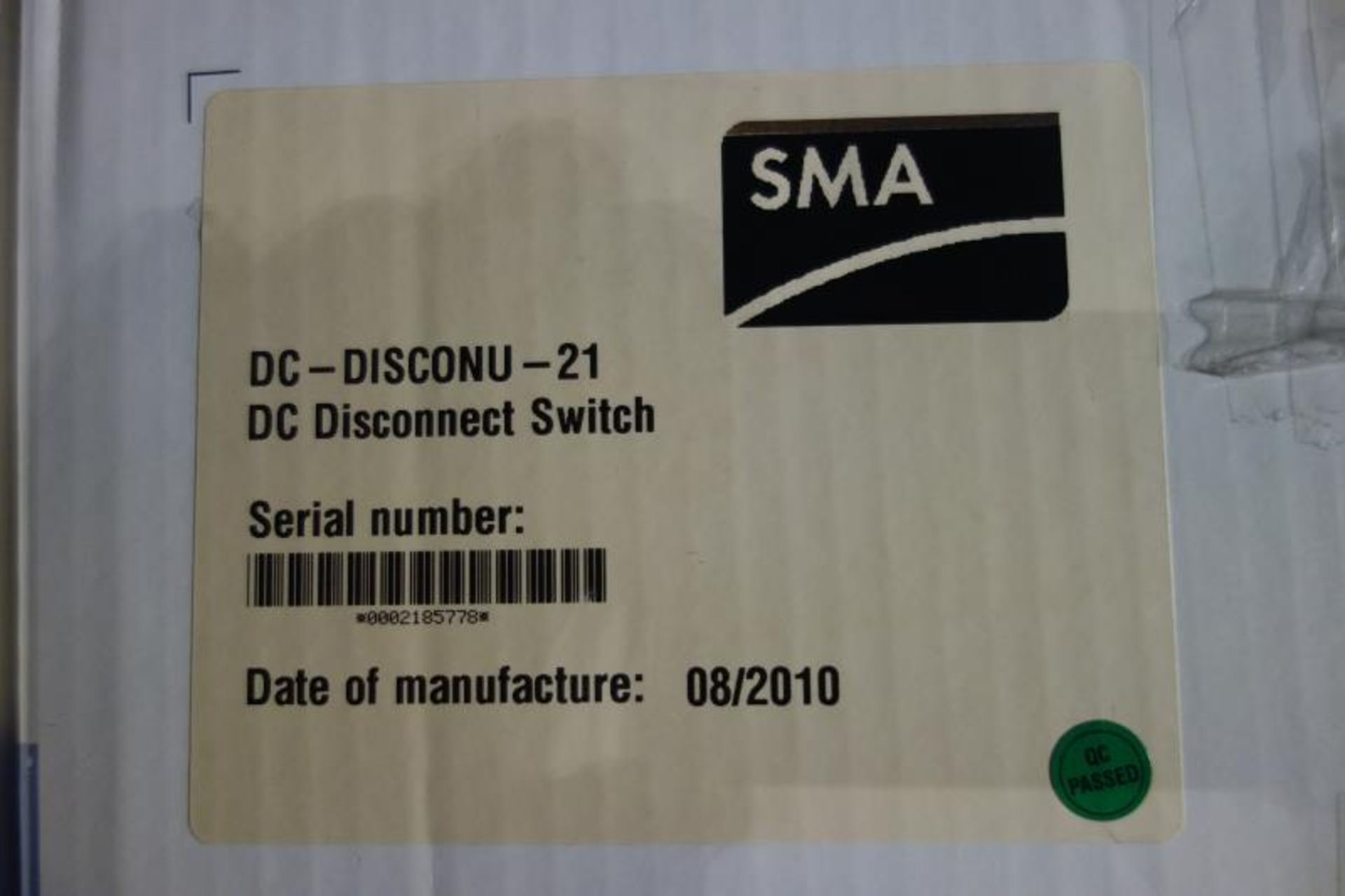 (13) SMA DC Disconnect Switch, DC-Disconu-21 - Image 3 of 5