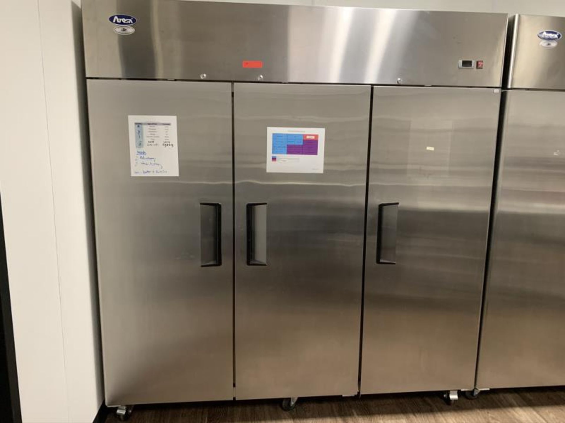 Atosa Reach-In Freezer, Model: MBF8003, Made 2018, three-section , self-contained refrigeration,