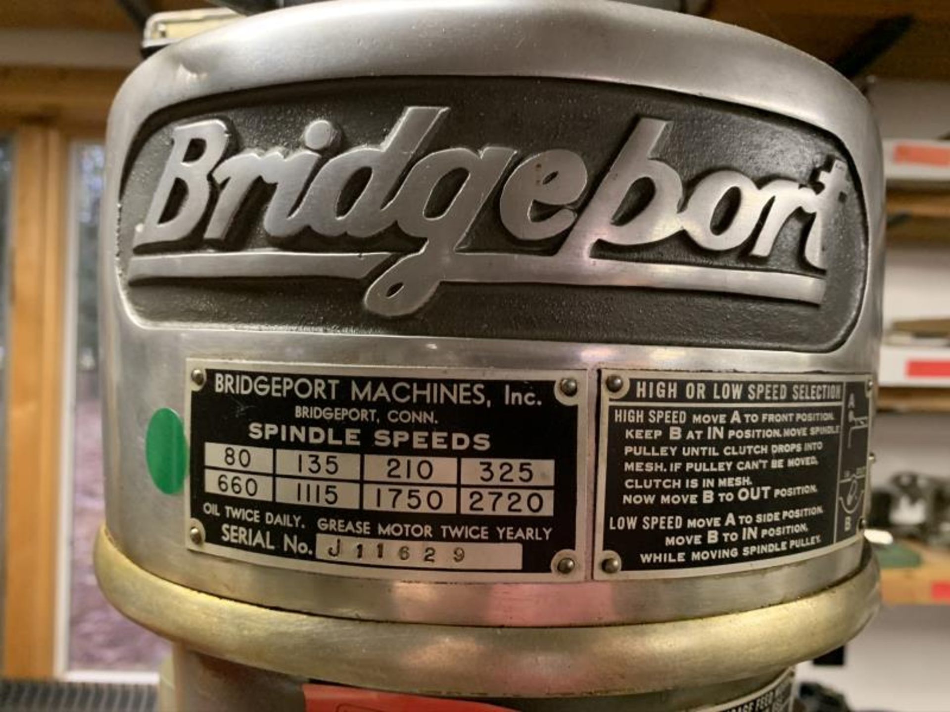 Bridgeport Milling Machine, SN: 22637, with Lyman MK 4 Power Feed, Bridgeport Machine vise, Head SN: - Image 4 of 17