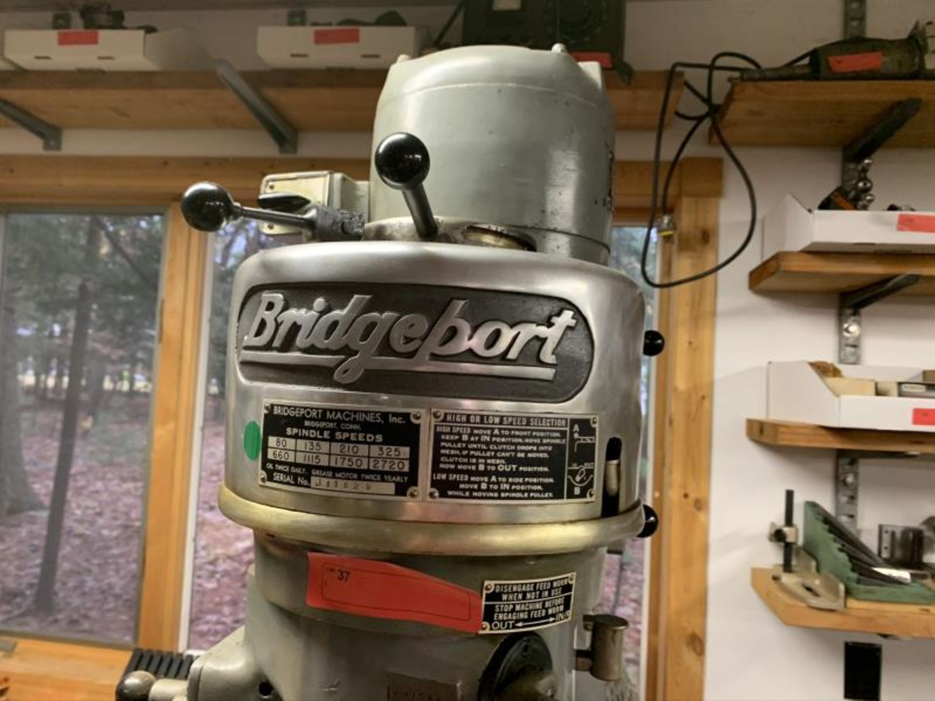 Bridgeport Milling Machine, SN: 22637, with Lyman MK 4 Power Feed, Bridgeport Machine vise, Head SN: - Image 3 of 17