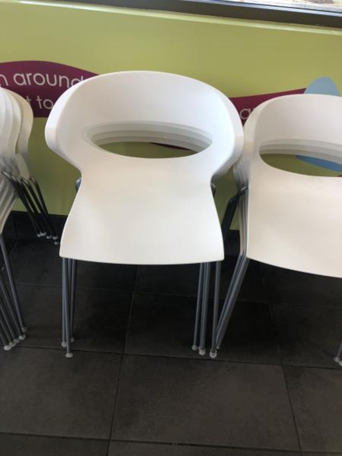 (12) White Plastic / Metal Modern Chairs - Image 2 of 2