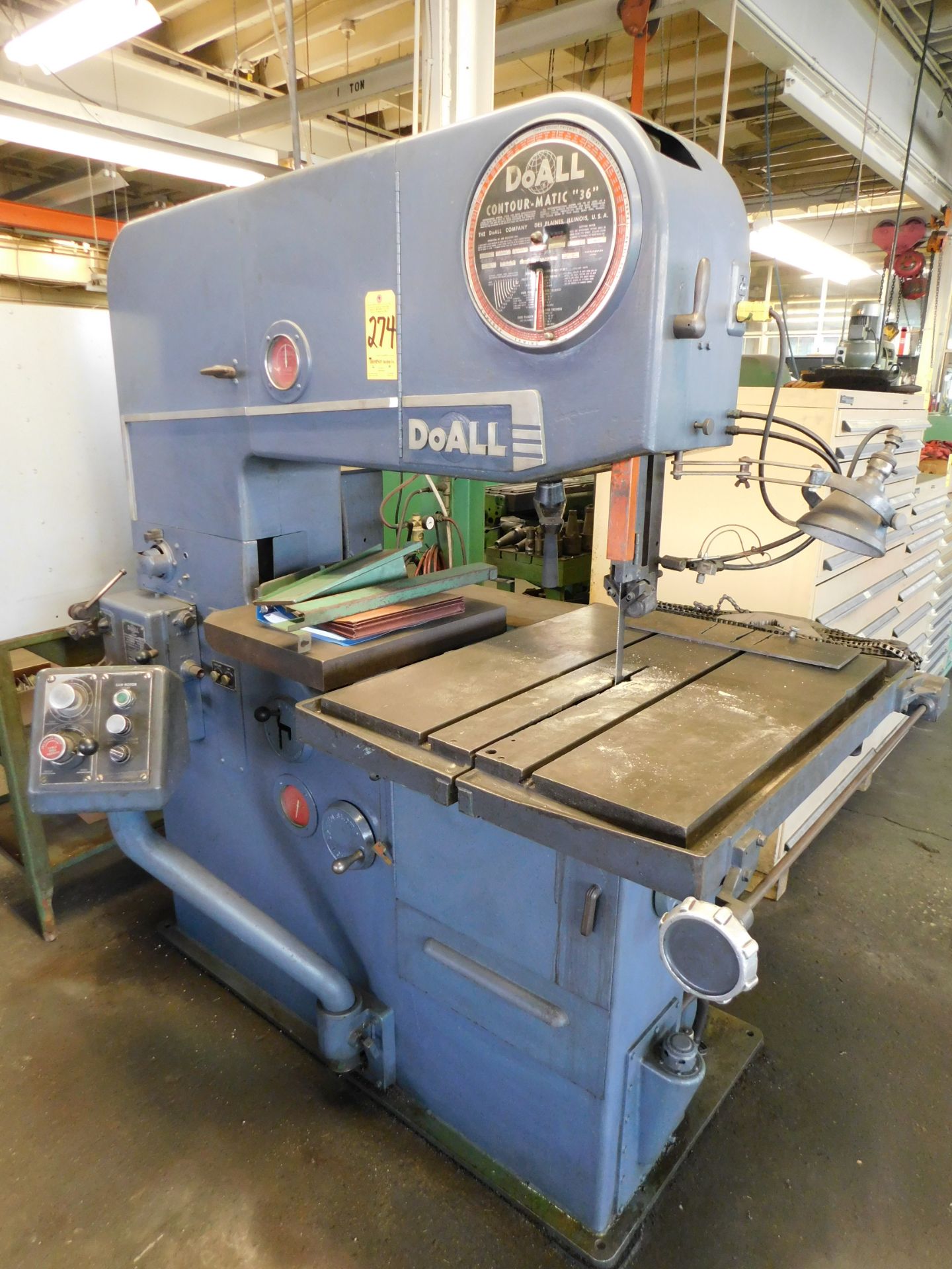 Do-All Model 3612-3 Contour-Matic, 36" Vertical Band Saw, s/n 153-61517, Blade Welder, Table Power