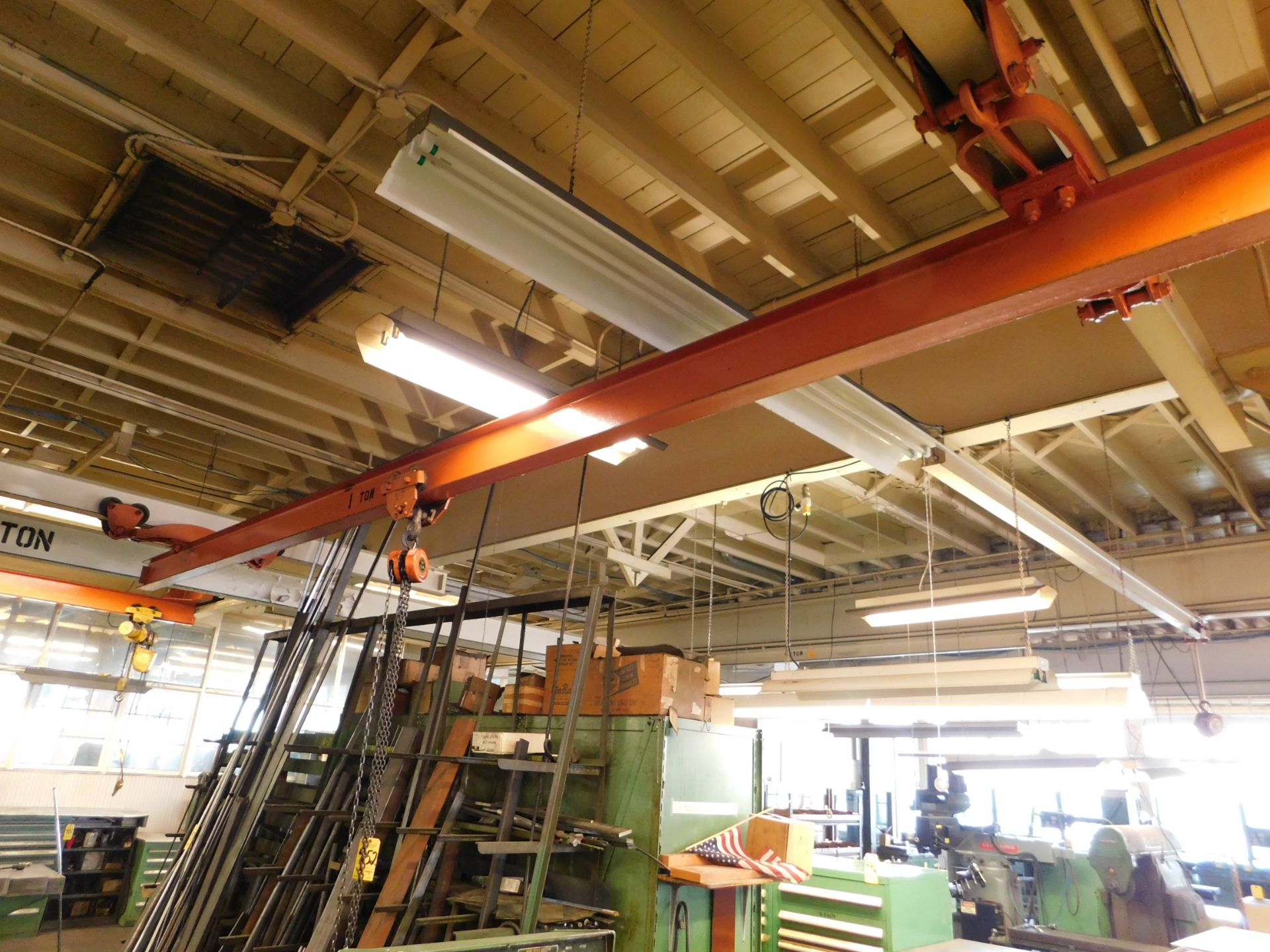 1 Ton Overhead Crane with 1 Ton Chain Hoist, Approx. 20' Span