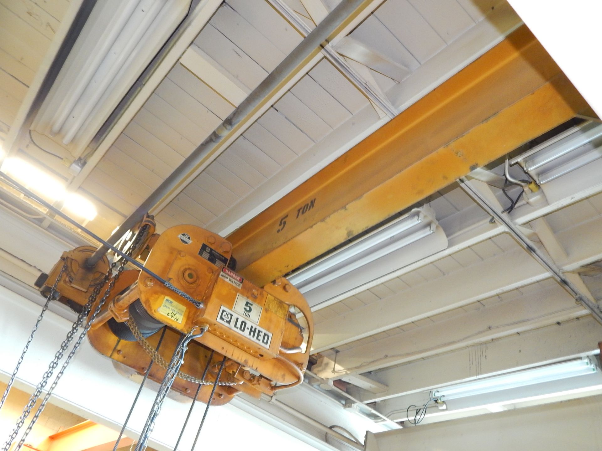 David Round LO-HED 5 Ton Overhead Crane, with Underhung Electric Hoist, Approx. 10' Span, 2-Way - Image 2 of 6