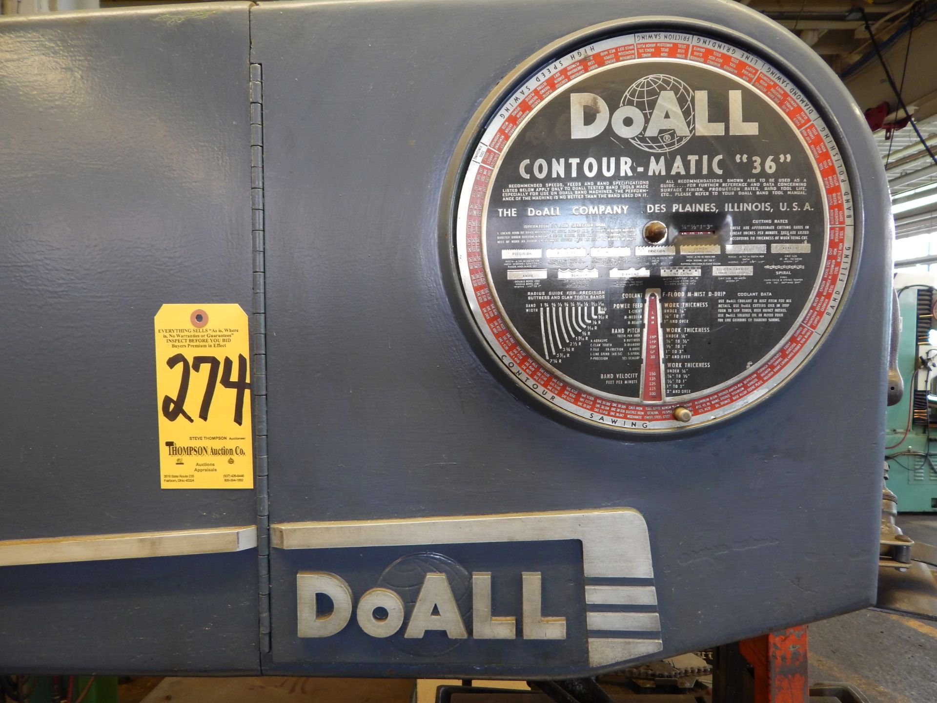 Do-All Model 3612-3 Contour-Matic, 36" Vertical Band Saw, s/n 153-61517, Blade Welder, Table Power - Image 6 of 15