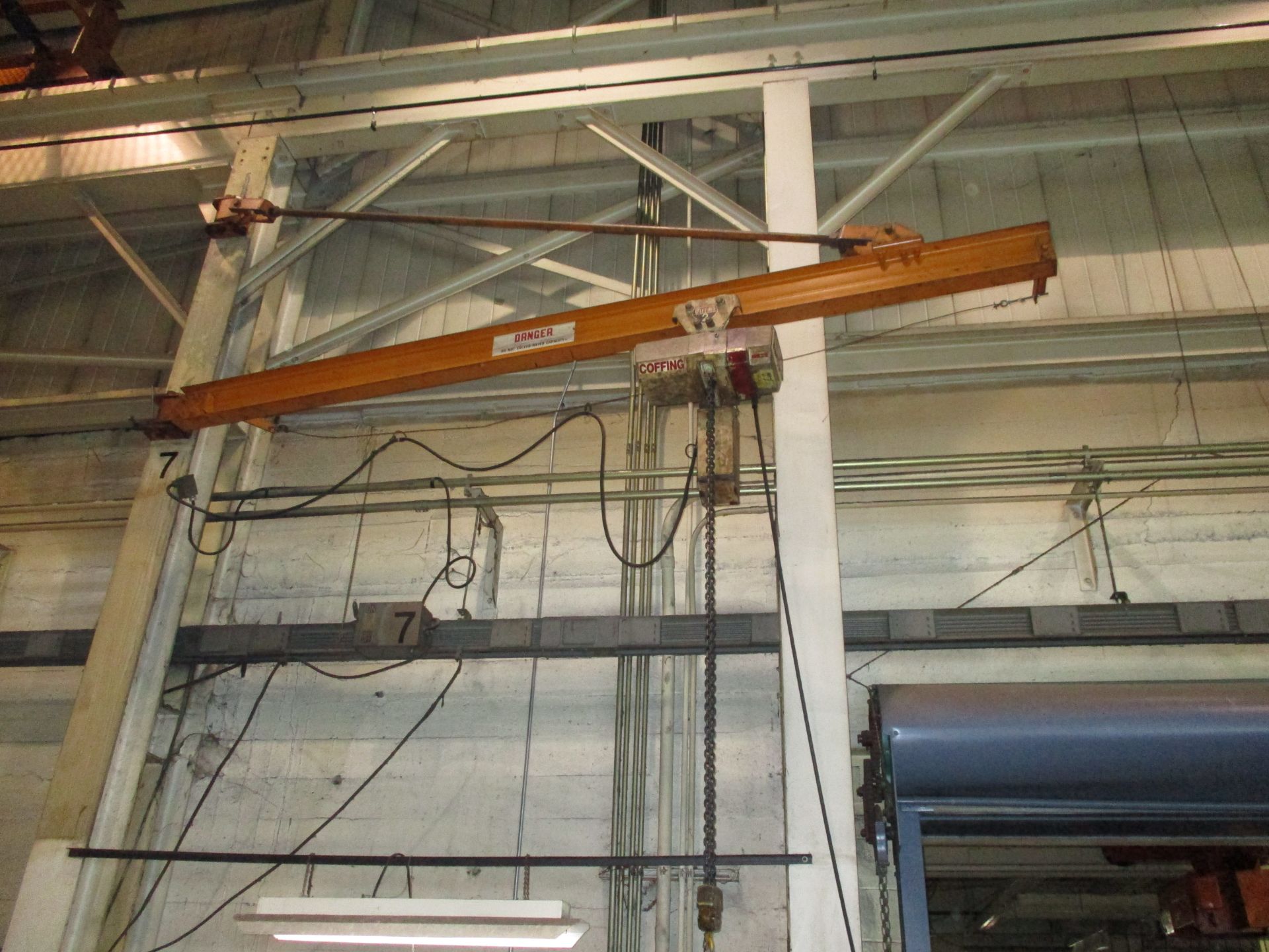 Abell-Howe 2-Ton Column Mount Jib Crane with Coffing 2 Ton Electric Hoist