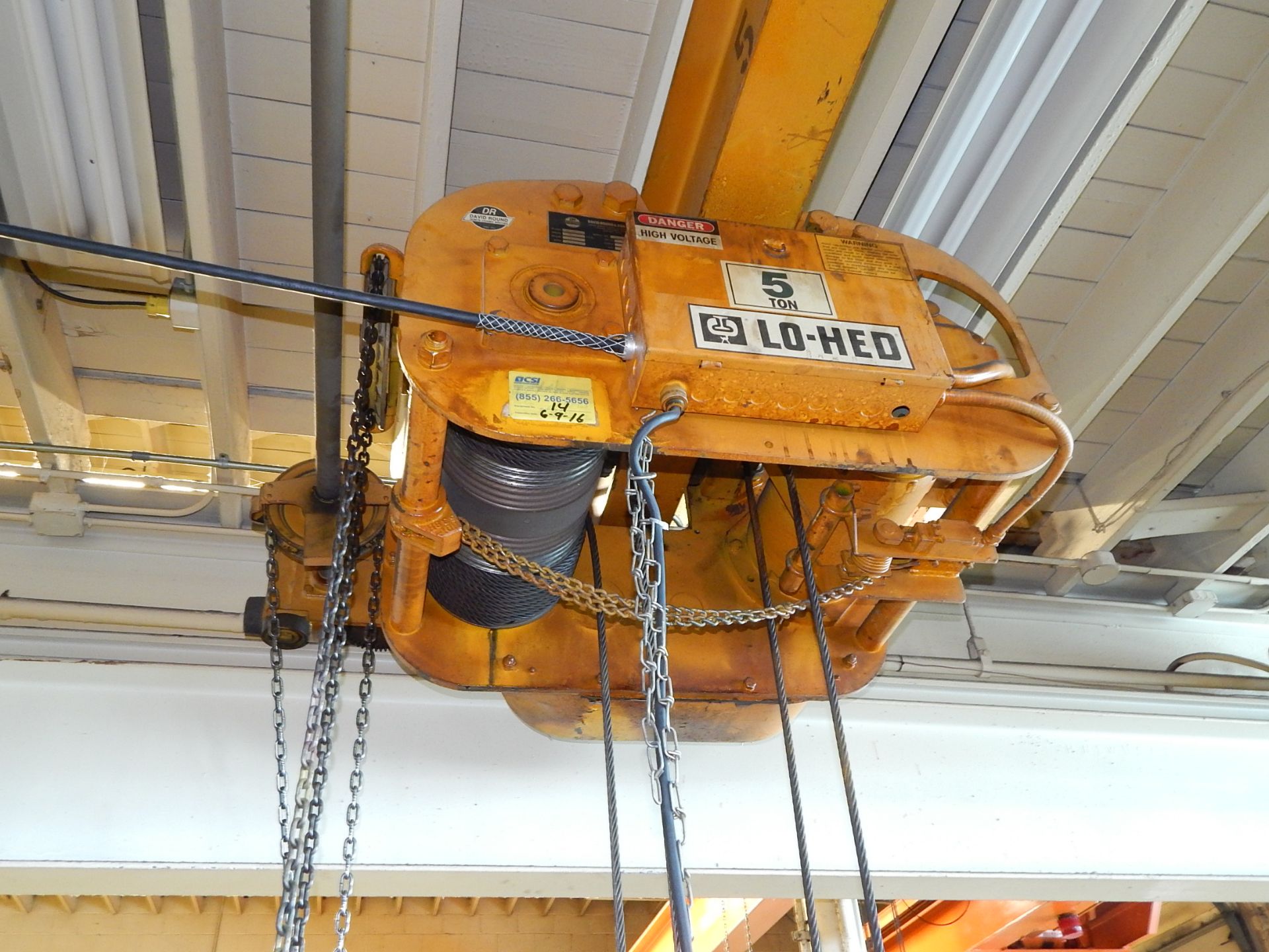 David Round LO-HED 5 Ton Overhead Crane, with Underhung Electric Hoist, Approx. 10' Span, 2-Way - Image 3 of 6