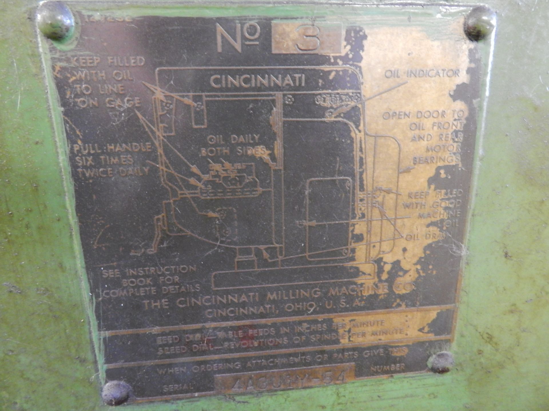 Cincinnati #3 Horizontal Mill, s/n 4A3U1Y-54, 50 Taper, with Tooling - Image 12 of 12