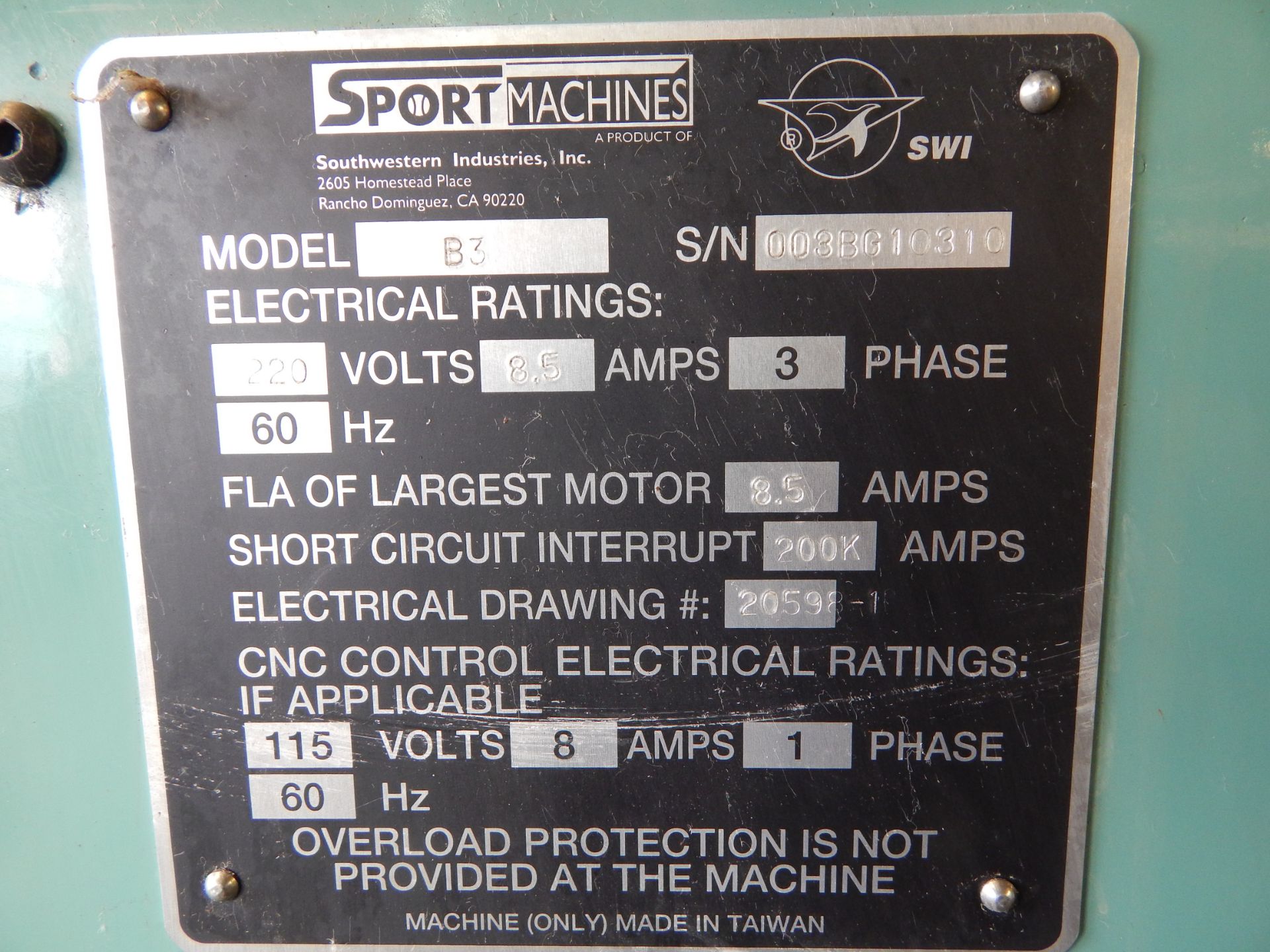 SWI Prototrak Model Sport B3 3-Axis CNC Bed Mill, S/N 003BG10310, Prototrak M3 CNC Control, 40 - Image 8 of 14