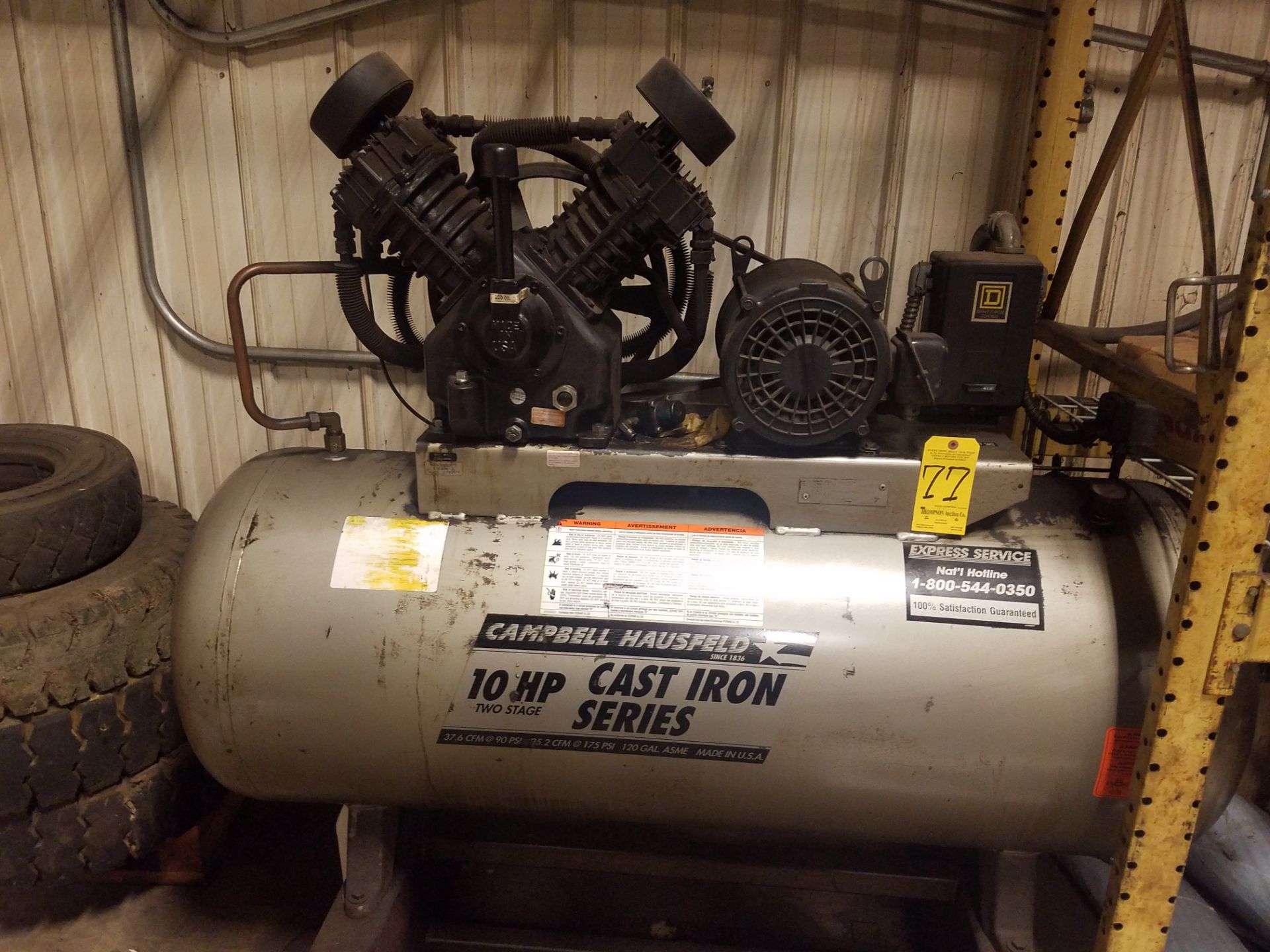 Campbell Hausfeld 10 HP, 2 Stage Air Compressor, s/n 048097L-751570, New 1997, 120 Gallon Tank, 37.6 - Image 2 of 3