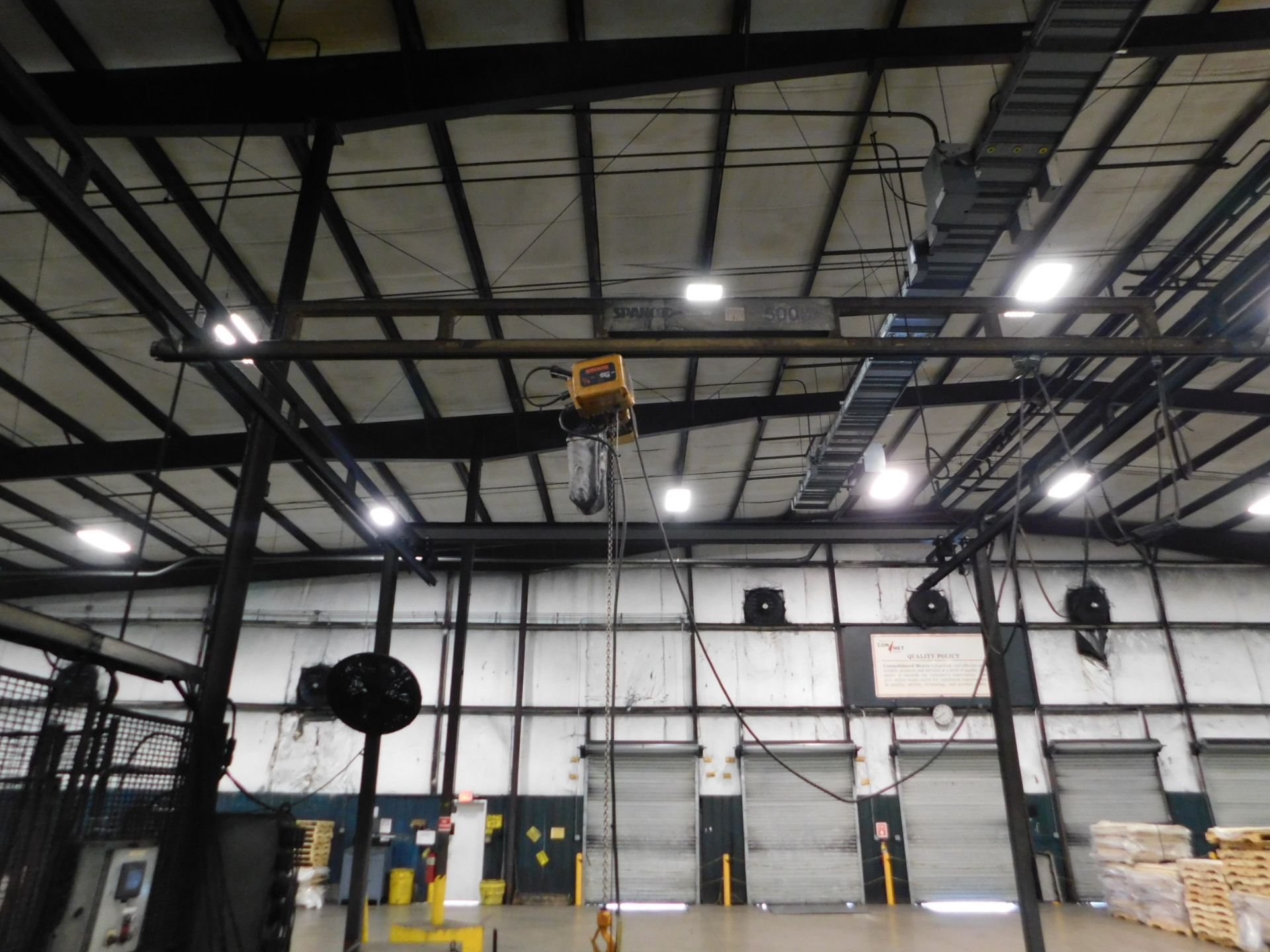 Spanco Free Standing Overhead Hoist System, 500 lb. Capacity with Harrington 1/4 Ton Electric Hoist, - Image 2 of 5