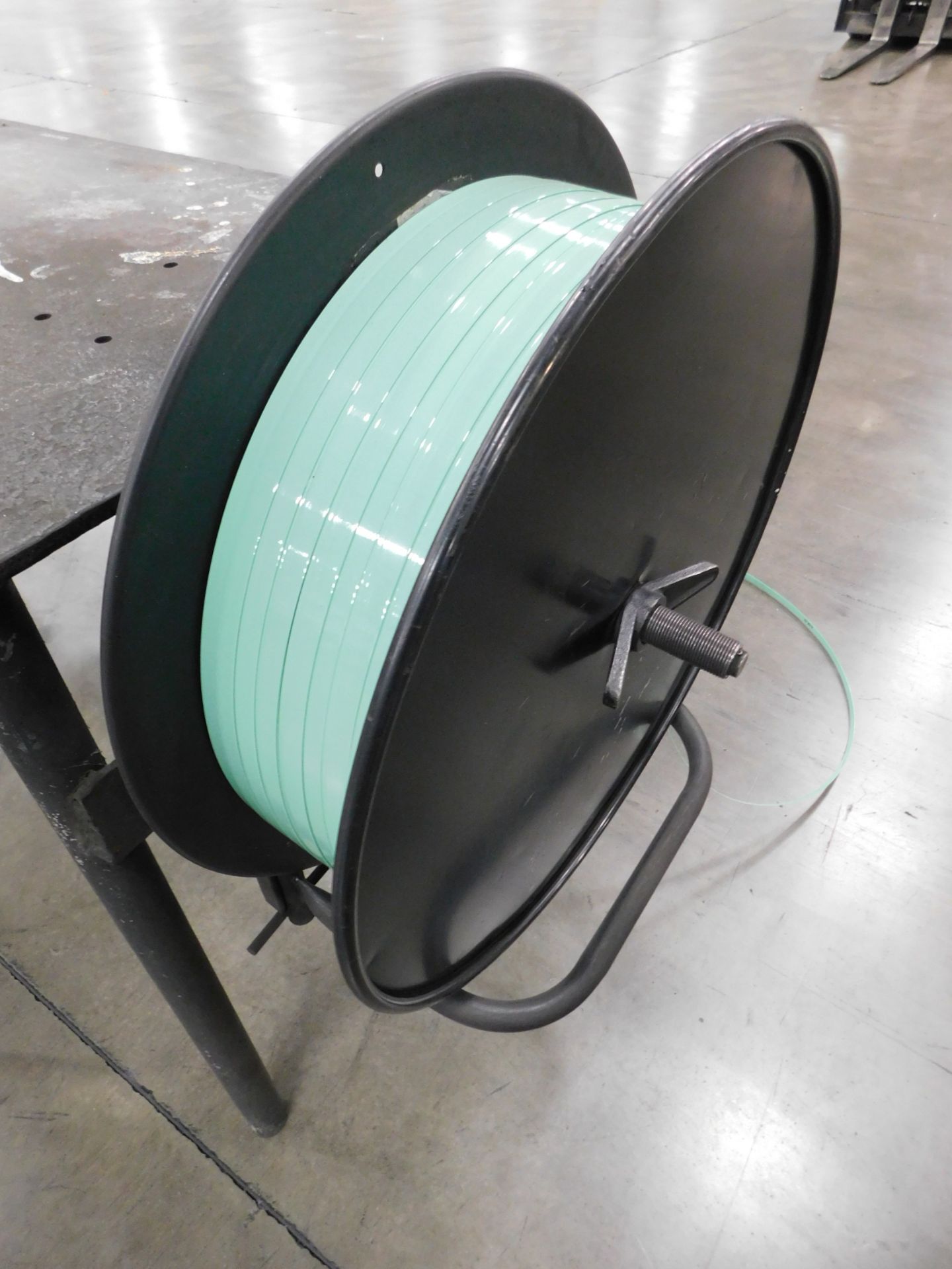 Steel Work Table with Plastic Banding Spool and Electric Heater, 2' x 6' x 1/2" Thick Top - Image 2 of 3