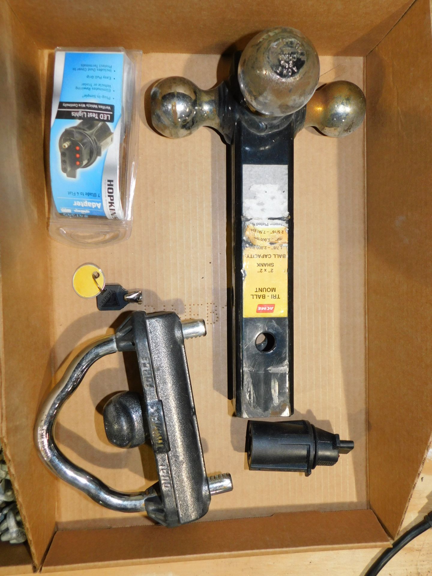 Trailer Hitch, Trailer Ball Lock, and Trailer Plug Adapter