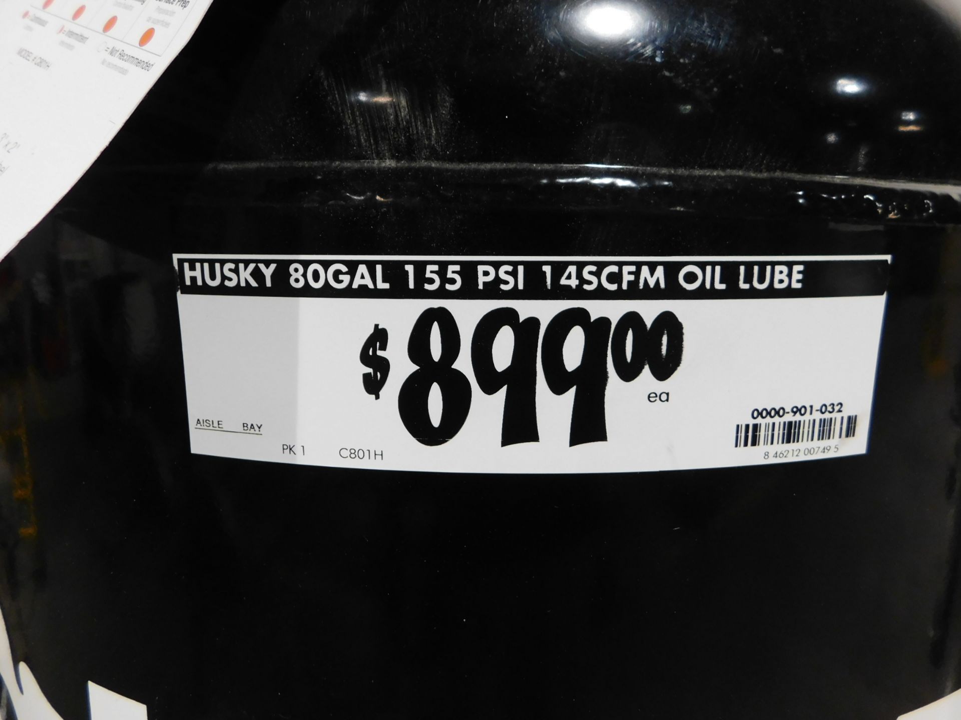 Husky 4.7 HP Tank-Mounted Vertical Air Compressor, Model C801H, SN 2004181, 80 Gallon Tank, 14 - Image 7 of 7