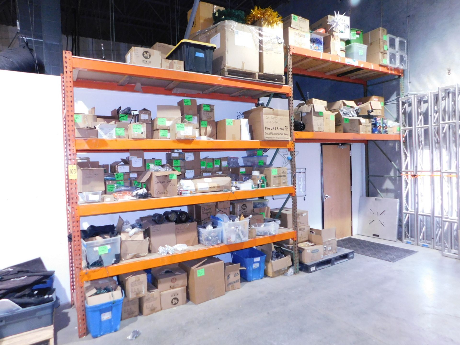 Pallet Shelving, (2) Sections, (1) 10' H x 10' W x 36" D, and (1) 12' H x 10' W x 36" D, Wood