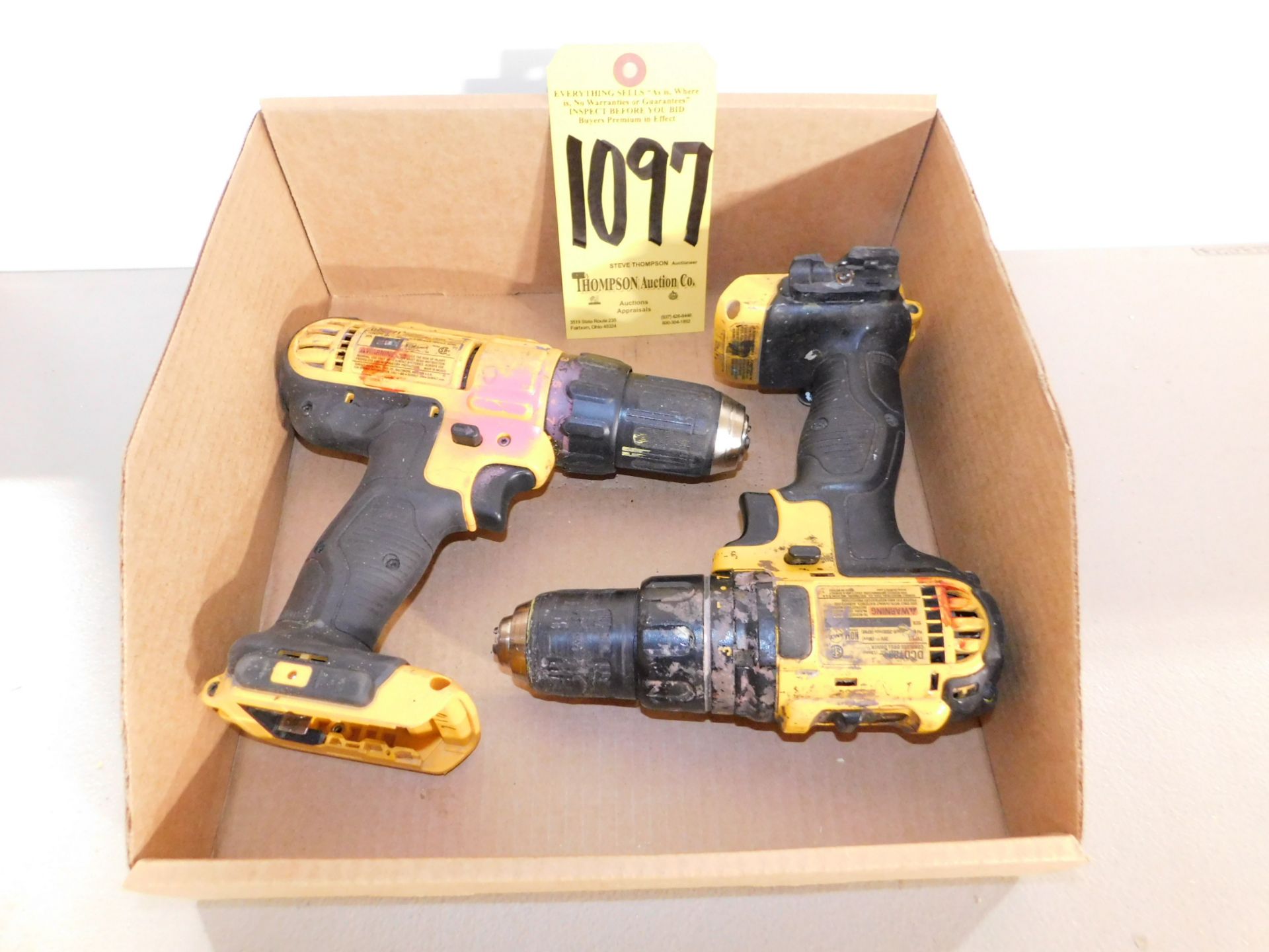 (2) Dewalt Cordless Drills: (1) DCD780 & (1) DCD771, (NO BATTERIES OR CHARGERS)