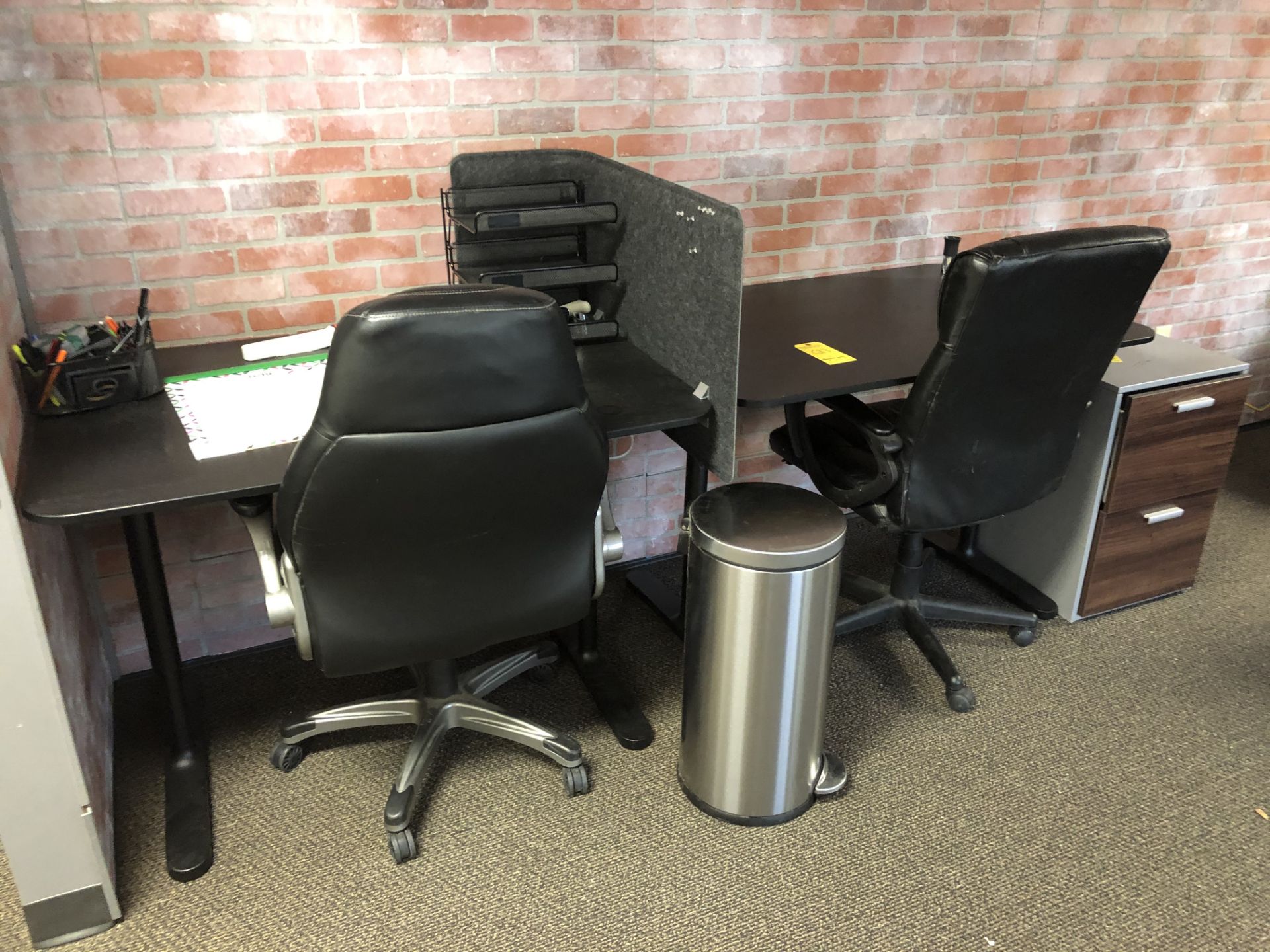 (2) Desks, (2) Chairs, Filing Cabinet