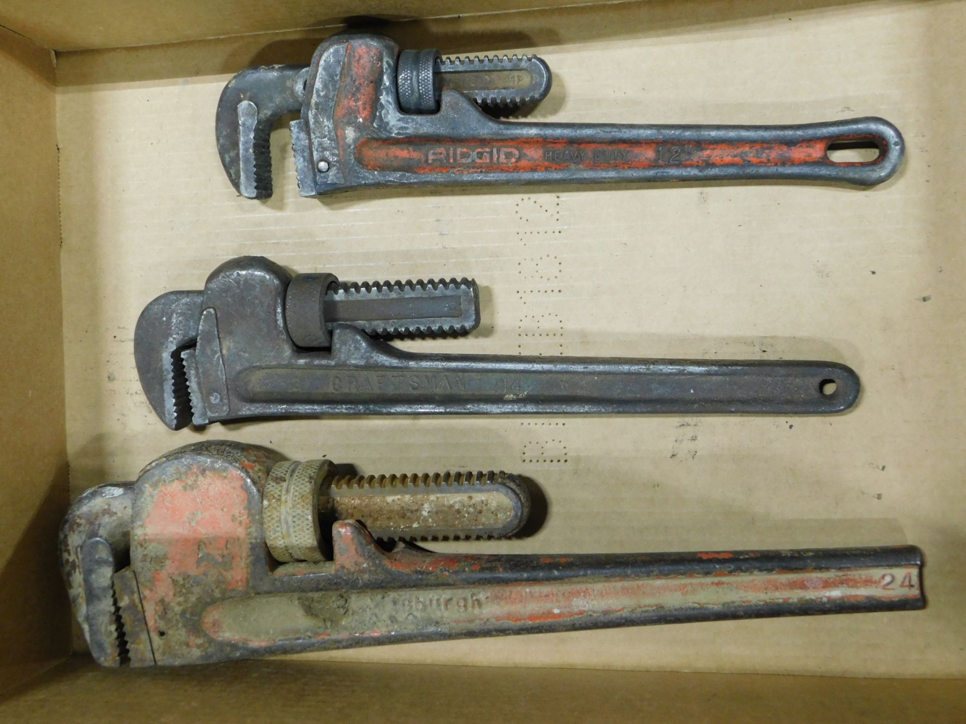 (3) Pipe Wrenches, (1) 24", (1) 14" and (1) 12"