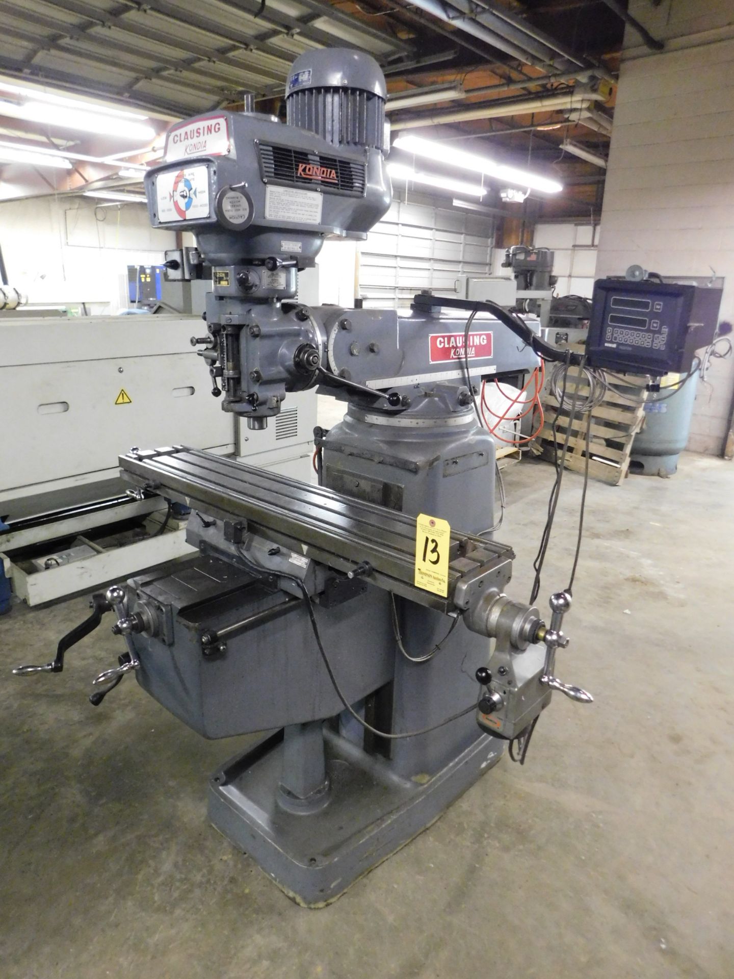 Clausing Kondia FV-1 Variable Speed Vertical Mill SN X-86, Servo Table Powerfeed, 9" x 48" Table,