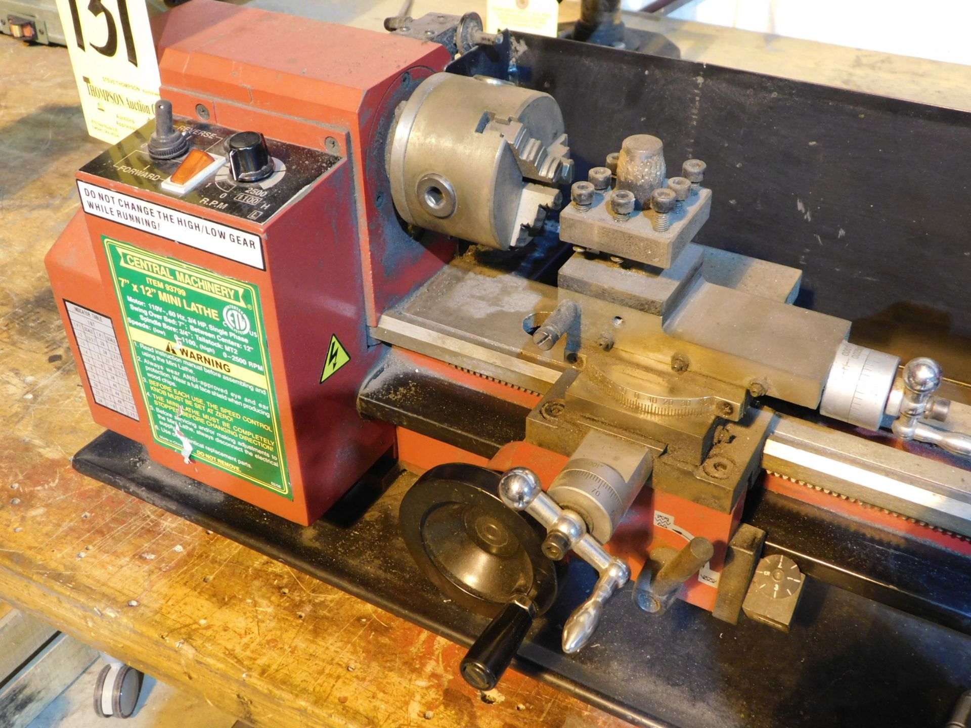 Central Machinery 7" x 12" Bench Model Lathe, 115V, 1 phase, Lot Location 3204 Olympia Dr. A, - Image 2 of 8