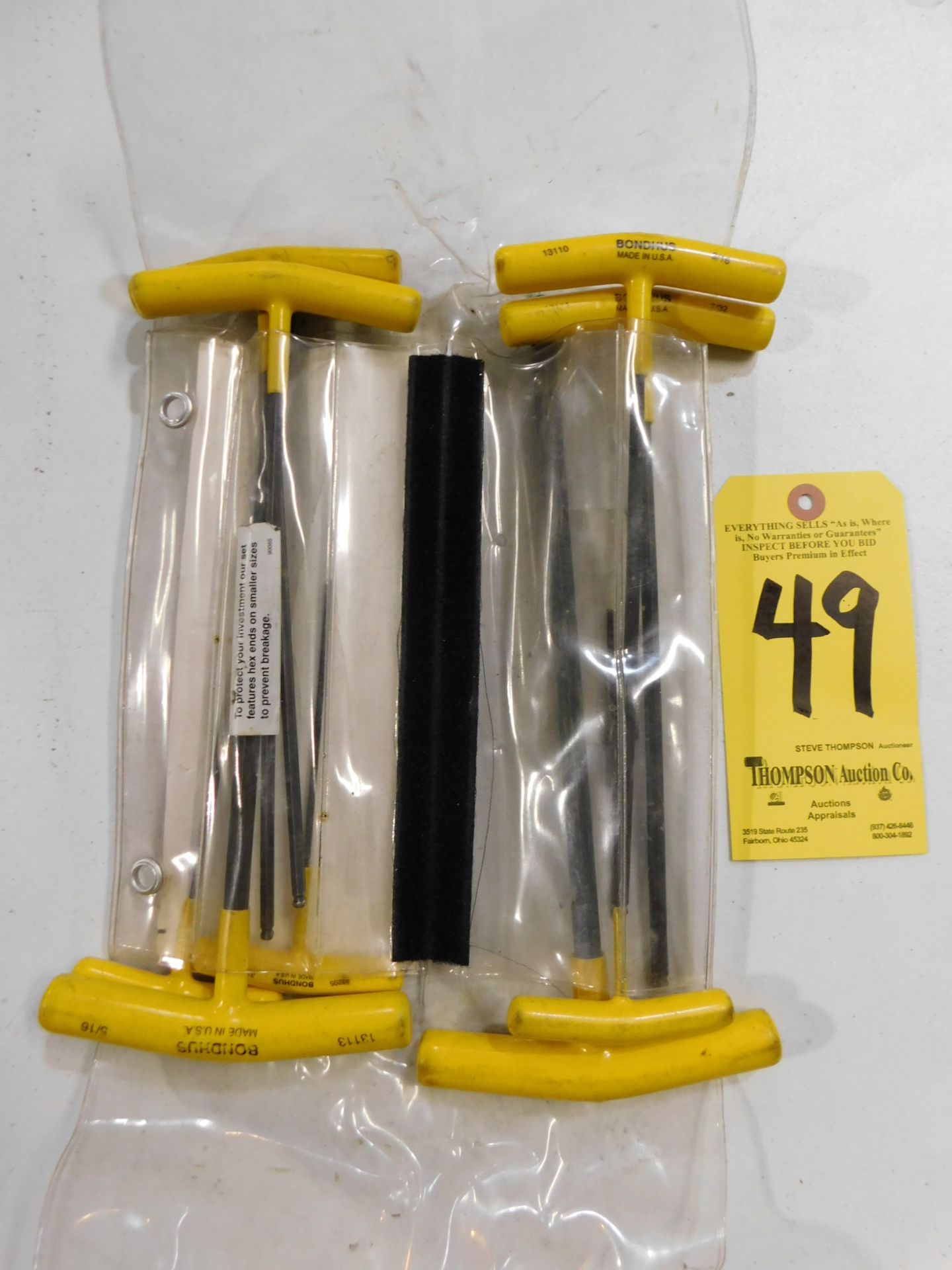 Bondhus T-Handle Hex Wrenches, Inch, Lot Location 3204 Olympia Dr. A, Lafayette, IN 47909