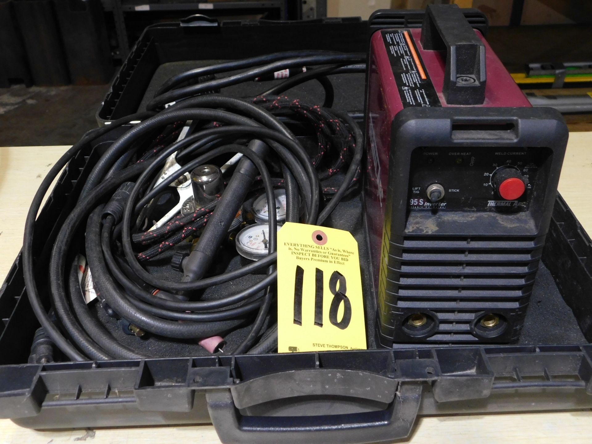 Thermal Arc 95S Tig Welder, SN D12010086AW1003200, with Tig Gun, Ground Cable, Regulator and Case,