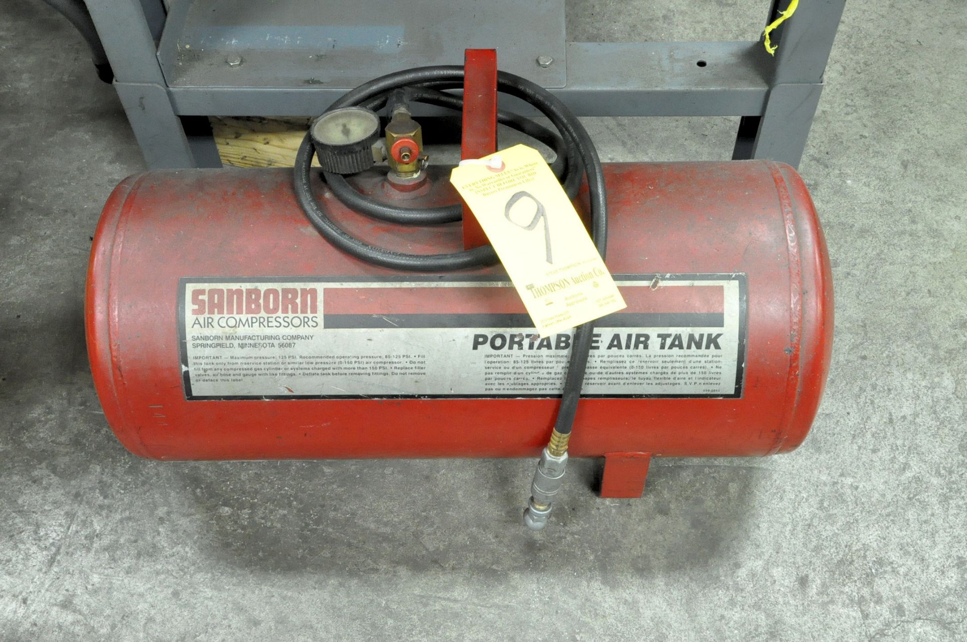 Sanborn Approx. 10-Gallon Portable Horizontal Compressed Air Tank