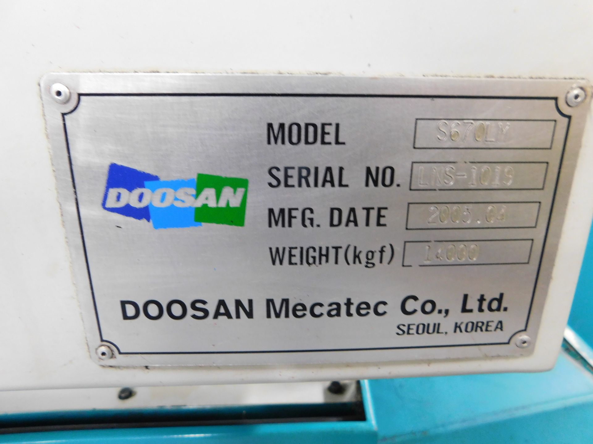 Doosan Model S670-LM CNC Turning Center, S/N LNS1019, New 2007, Fanuc 18i-TB CNC Control, Milling, - Image 9 of 9
