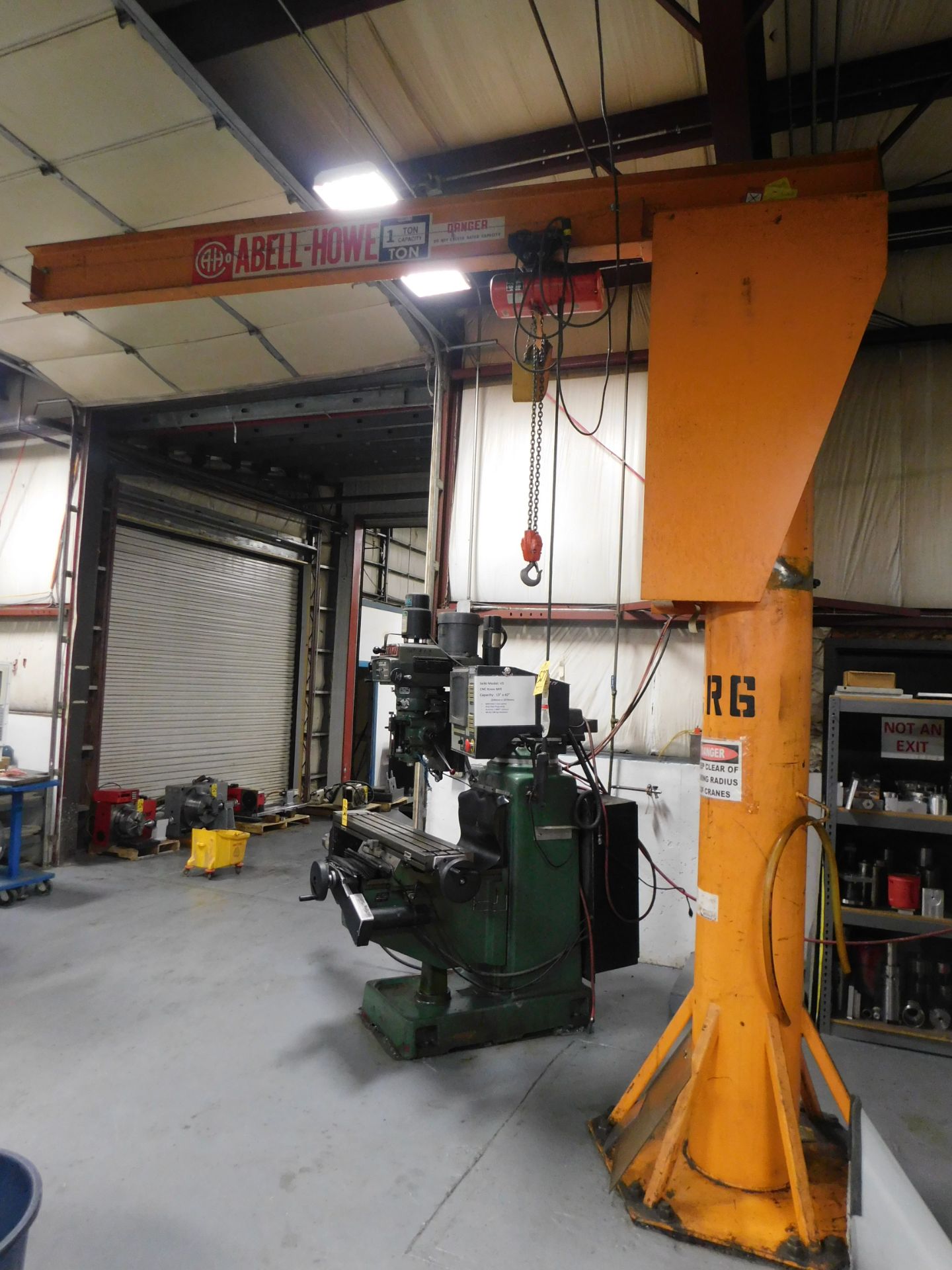 Abell-Howe 1 Ton Floor Mount Jib Crane, with CM 1 Ton Electric Hoist