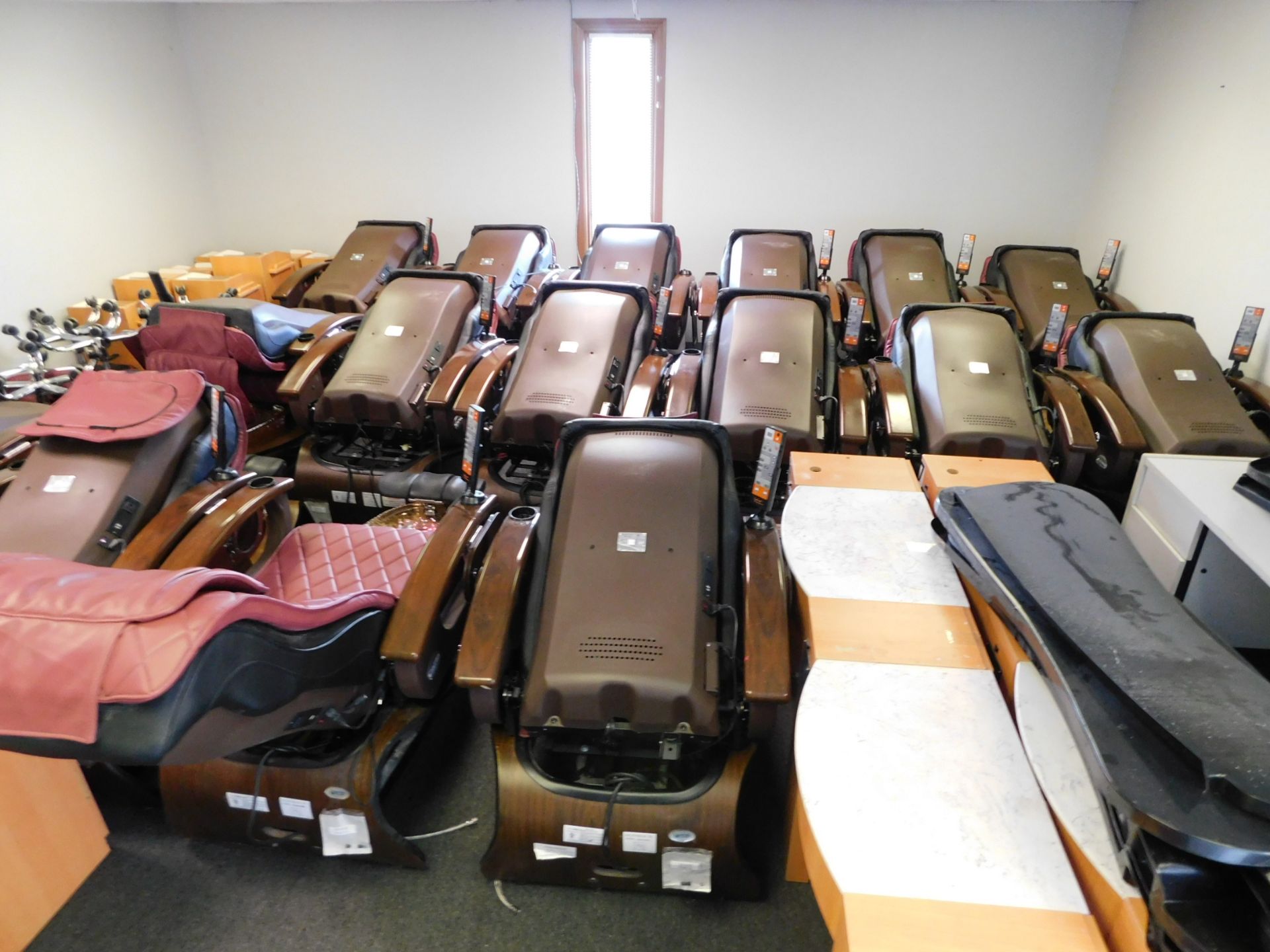 (16)  Gulfstream model 9620-1 Massage Chairs , (16) Stools , (6) counter units