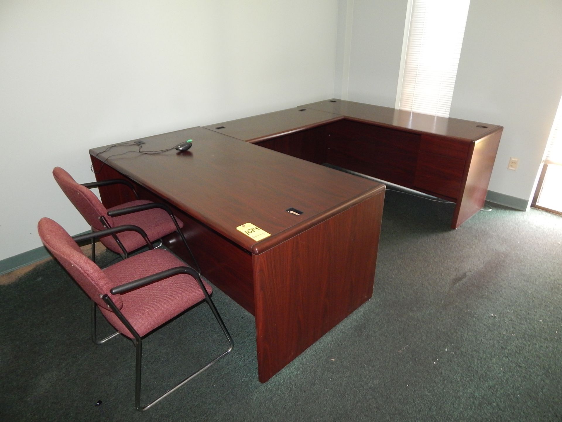 Desk and (3) File Cabinets