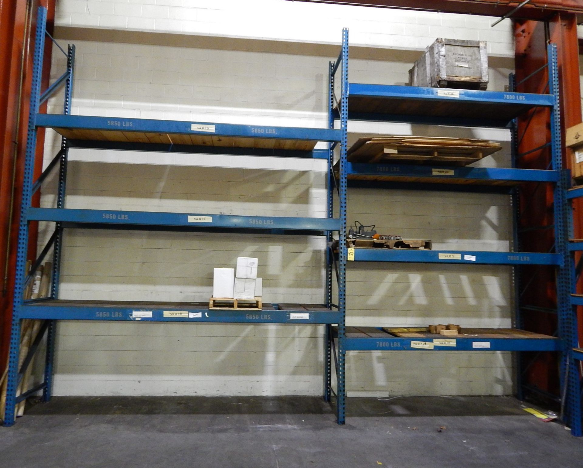 Pallet Racking, (2) Sections, 3 Uprights, 14 Cross Beams, 16' Height, 36" Deep, 9' Wide, 6" Beams