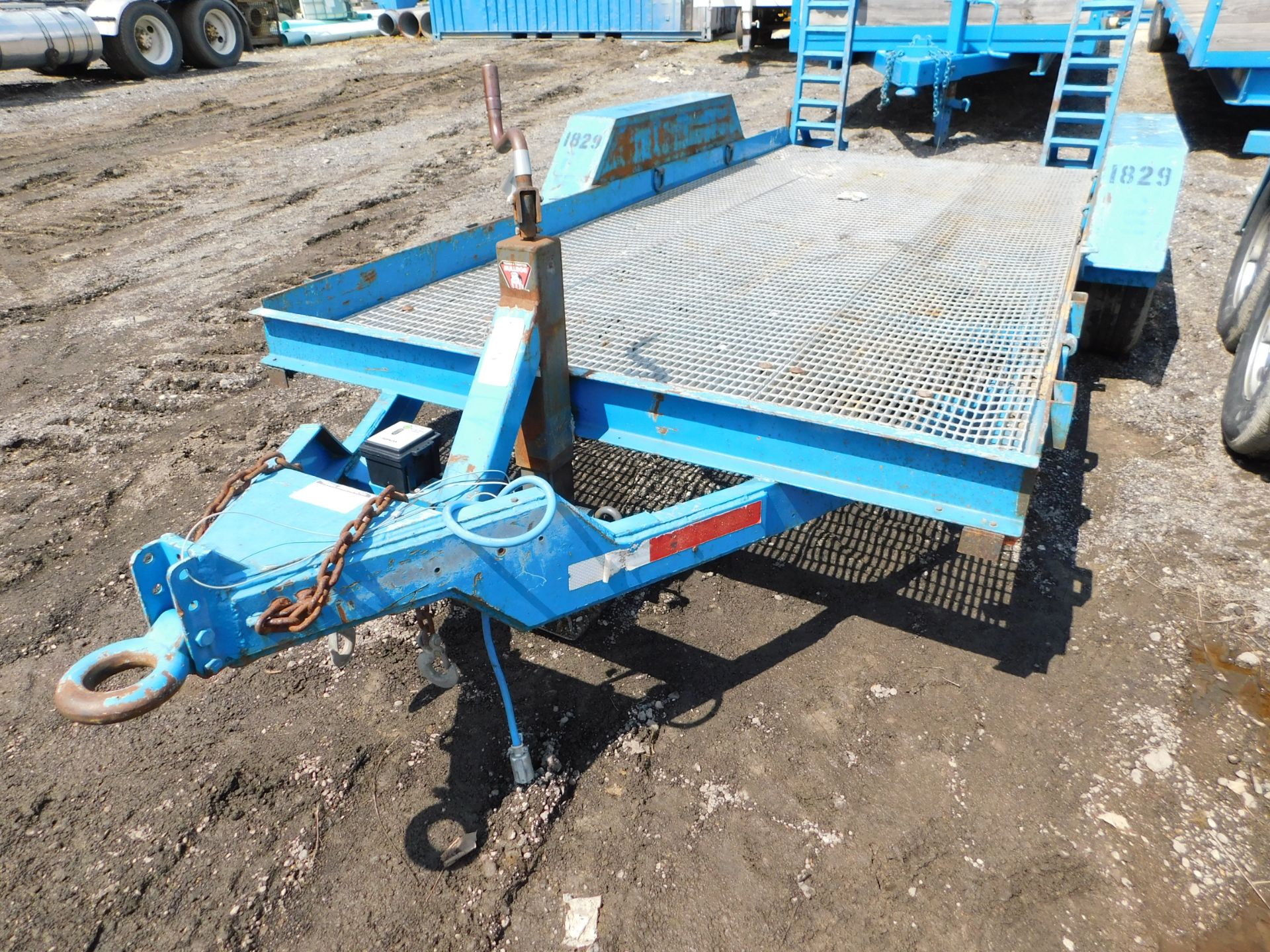 7'W x 15' Long Trailer with Grated Deck, Pintle Hitch, Ramps, Tandem Axle - Image 8 of 9