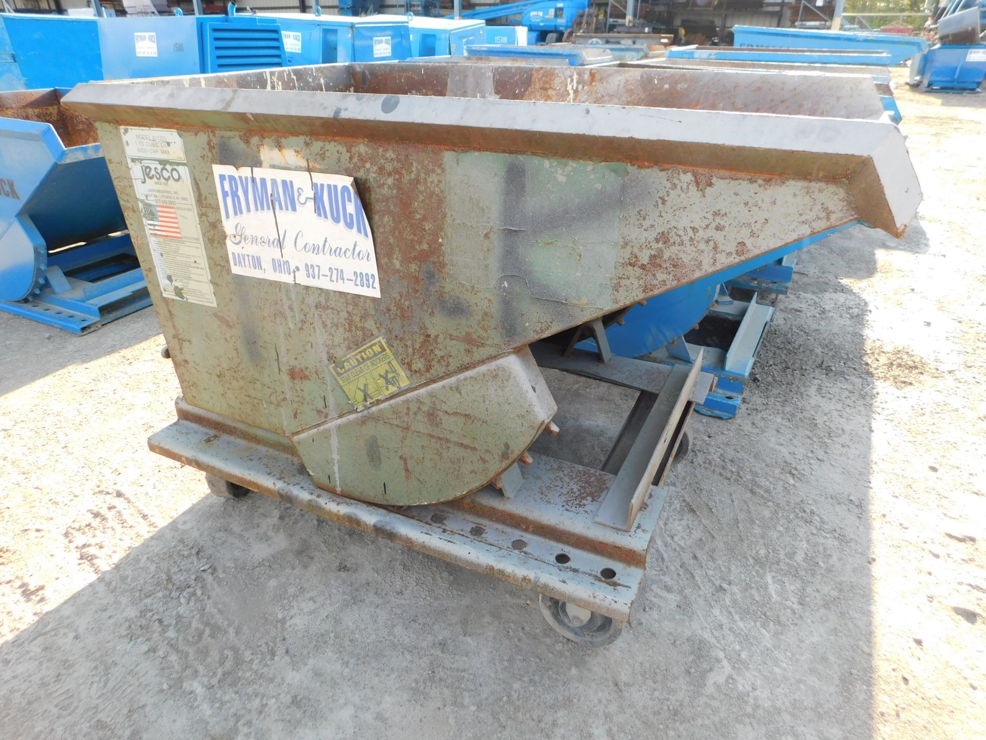 Self Dumping Hopper, On Castors, 1 Yd. Capacity