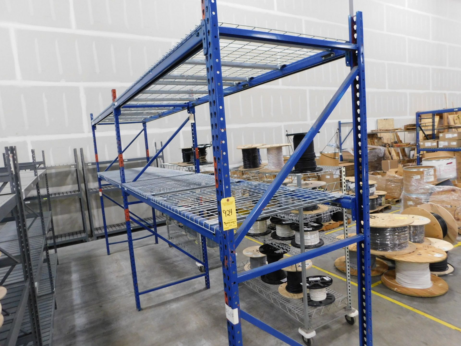 (2) Sections of Pallet Racking, 2 Shelves, 9'H x 3'D x 8'L, Wire Decking