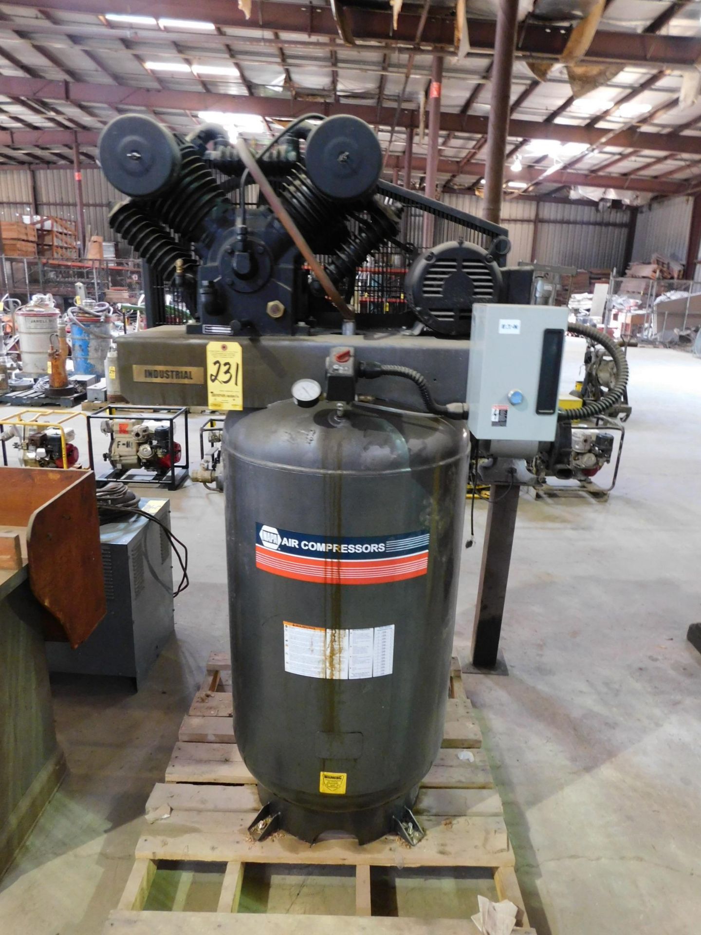 NAPA 7 1/2HP Tank-Mounted Vertical Air Compressor 208/230/460V, 3 phs. - Image 2 of 4