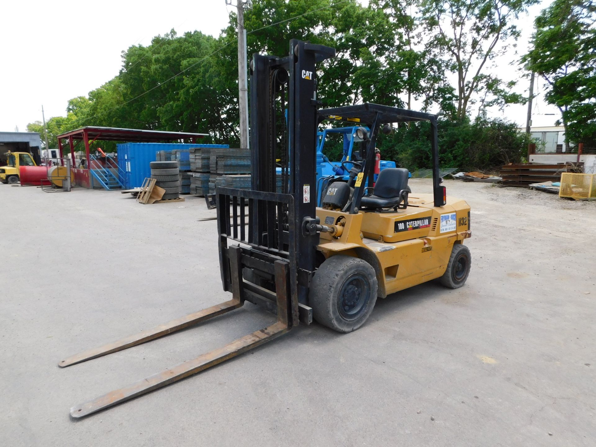 Caterpillar Model DP45 Forklift, SN 5CM10243, 10,000 lb. cap., Diesel, Solid Pneumatic Tires, 2-