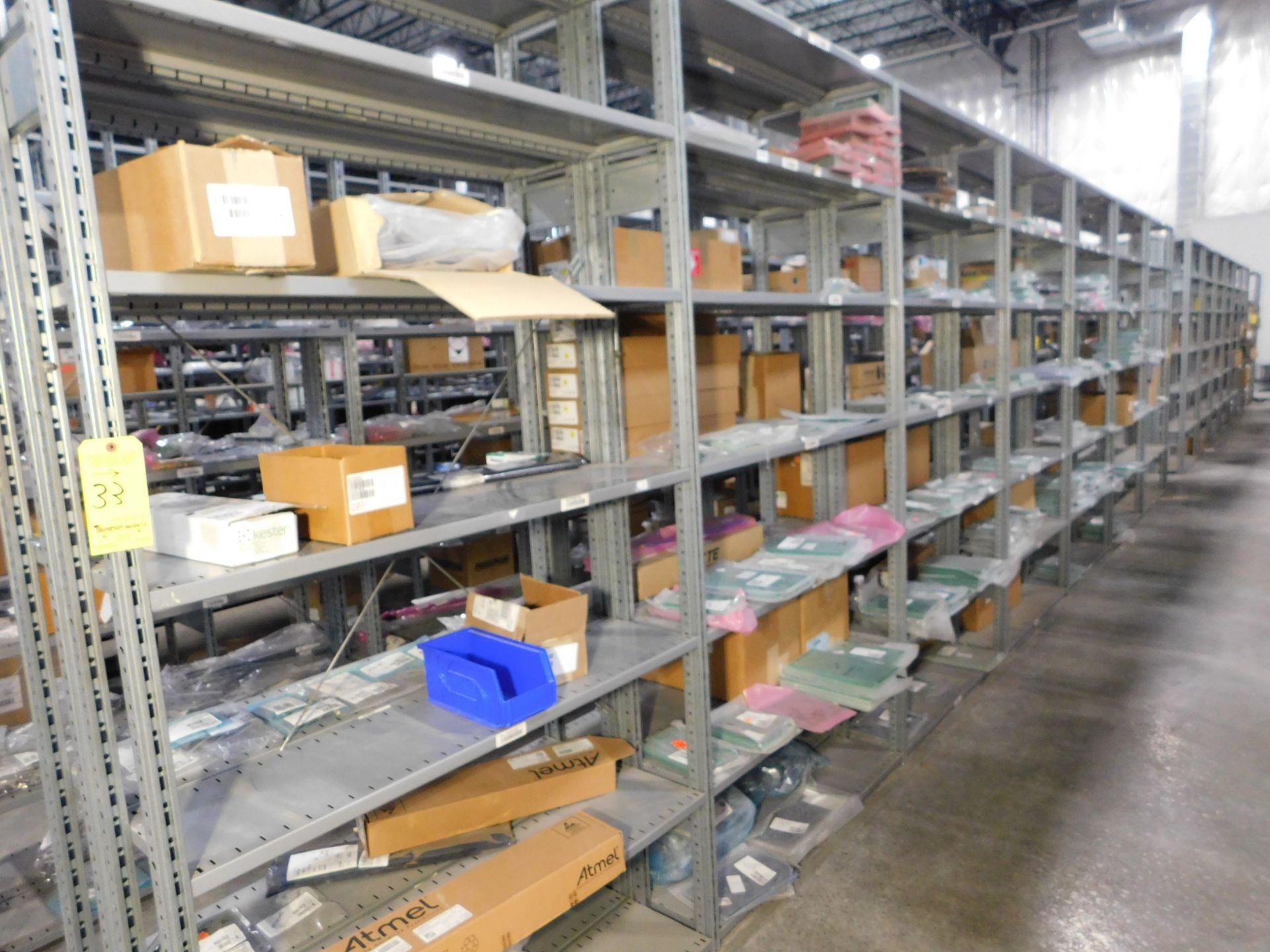 Shelving & Contents, Misc. Components, Circuit Boards, Shelving 8'H x 4'W x 1'D, (5) Shelves, (7)