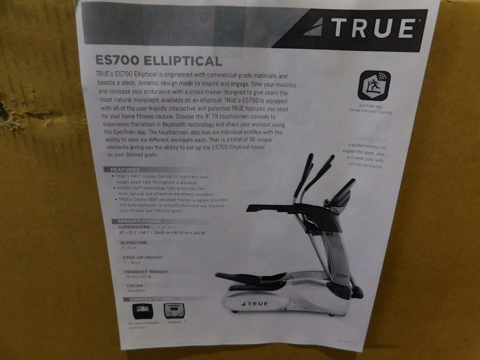 True ES700 Elliptical-New in Box - Image 2 of 5
