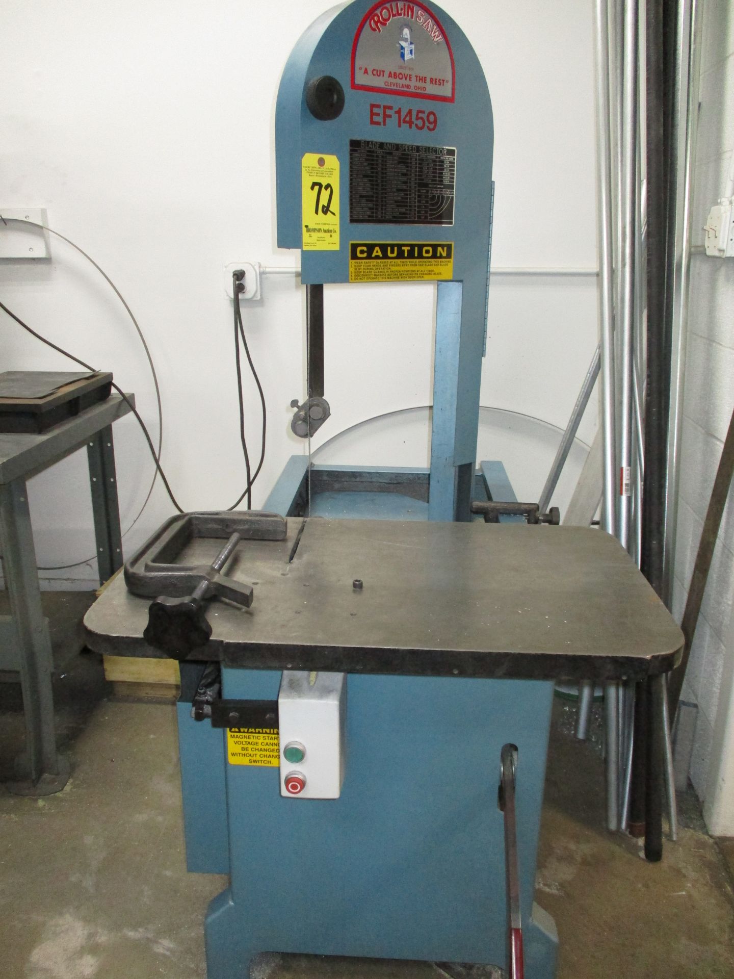 Roll-In Model EF1459 Universal Band Saw, 1" Blade, s/n 14095EF, New 2015, 110/1/60 AC, Loading $50