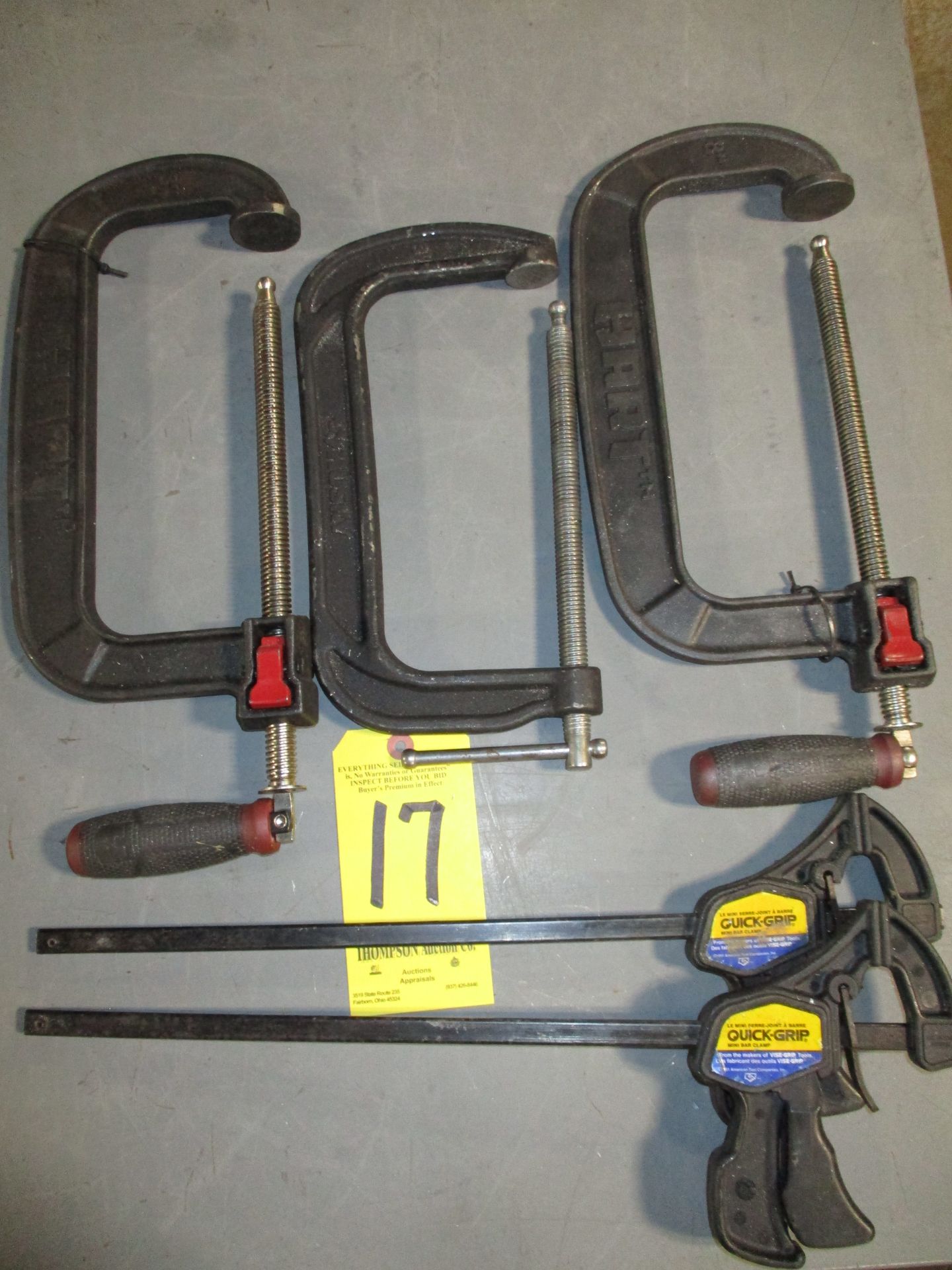 (2) Quik Grip Bar Clamps and (3) C-Clamps