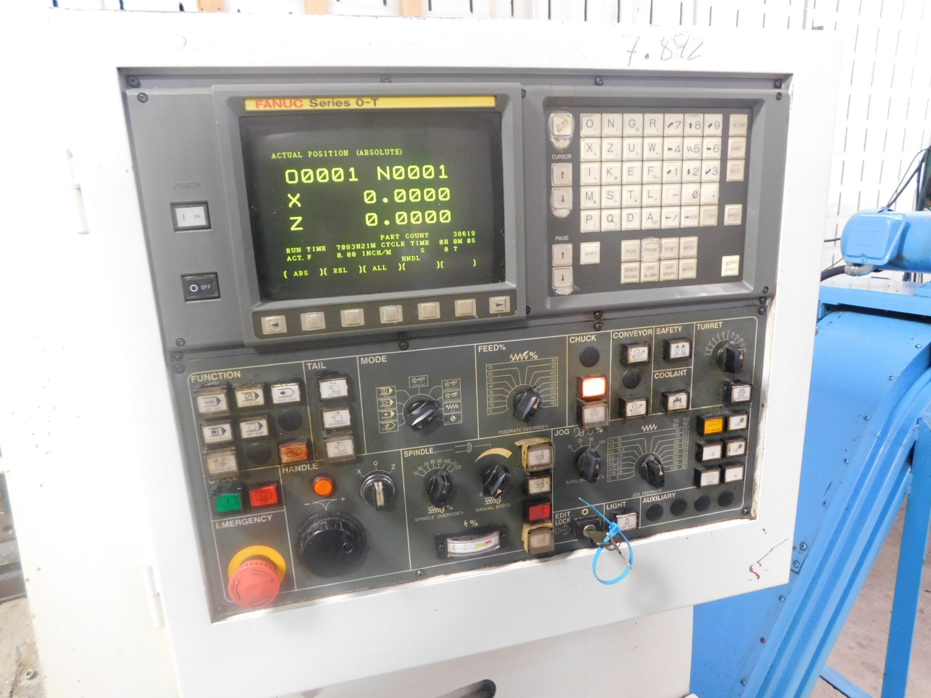 Supermax Model YCM-TC-15 CNC Turning Center, SN 025028, with Fanuc Series O-T CNC Control, 8" 3- - Image 9 of 13