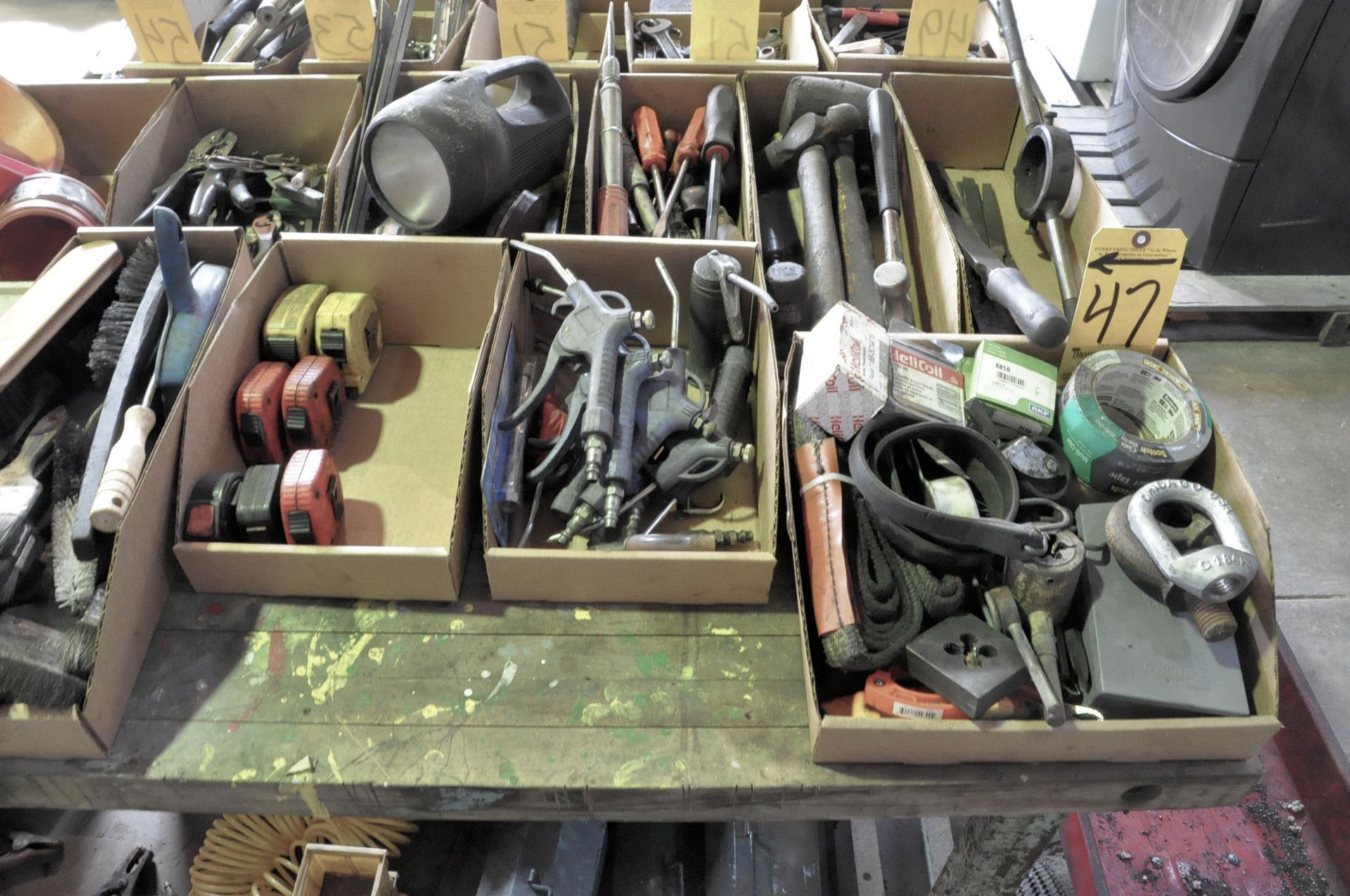 Lot-Asst'd Hand Tools in (12) Boxes and Pool Balls on (1) Bench Top with Wagon - Image 2 of 4