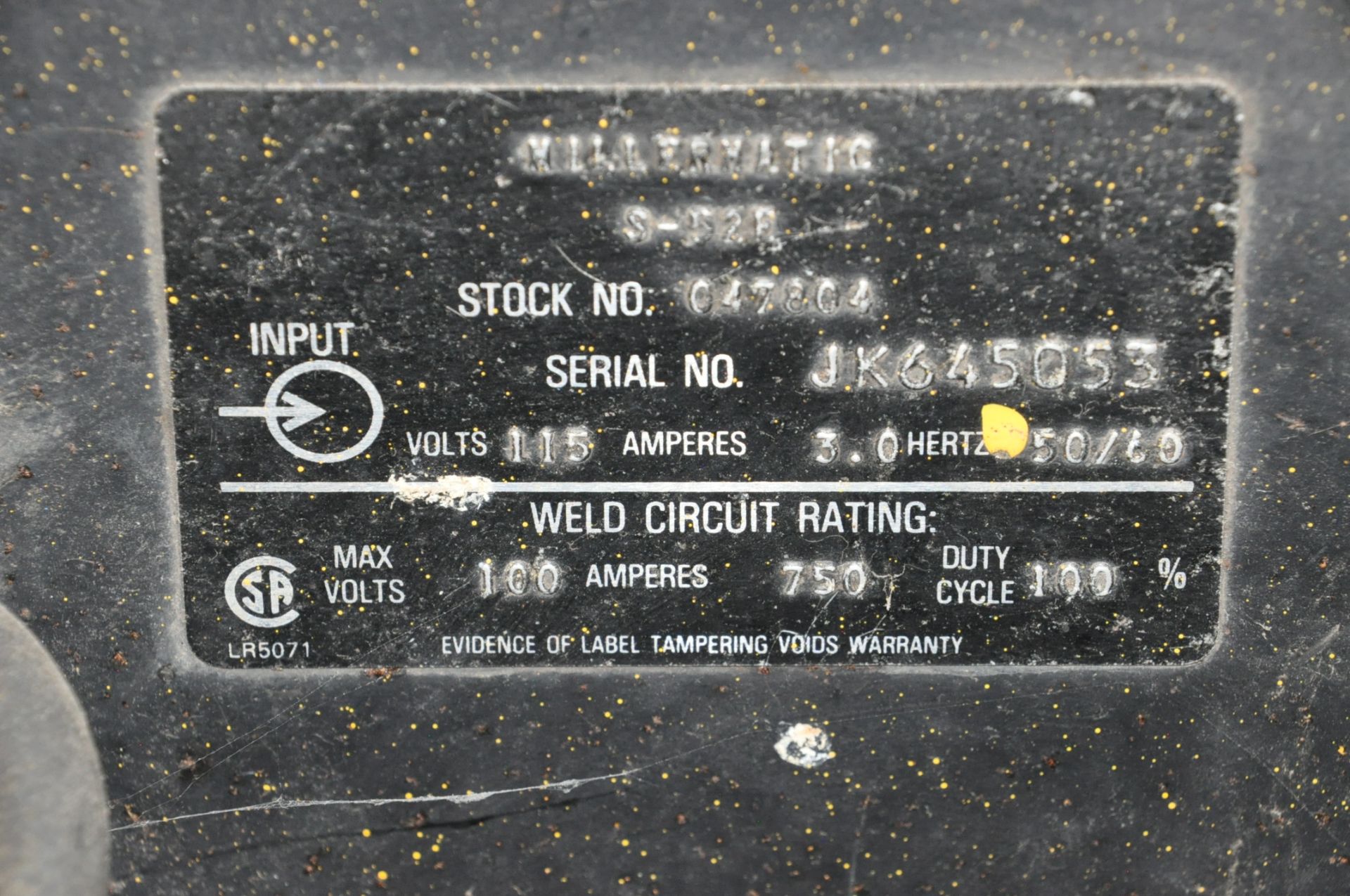 Miller CP-250TS, 250-Amp Capacity CV DC Arc Welding Power Source, S/n JK650942, Miller S-52E Mig - Image 3 of 3